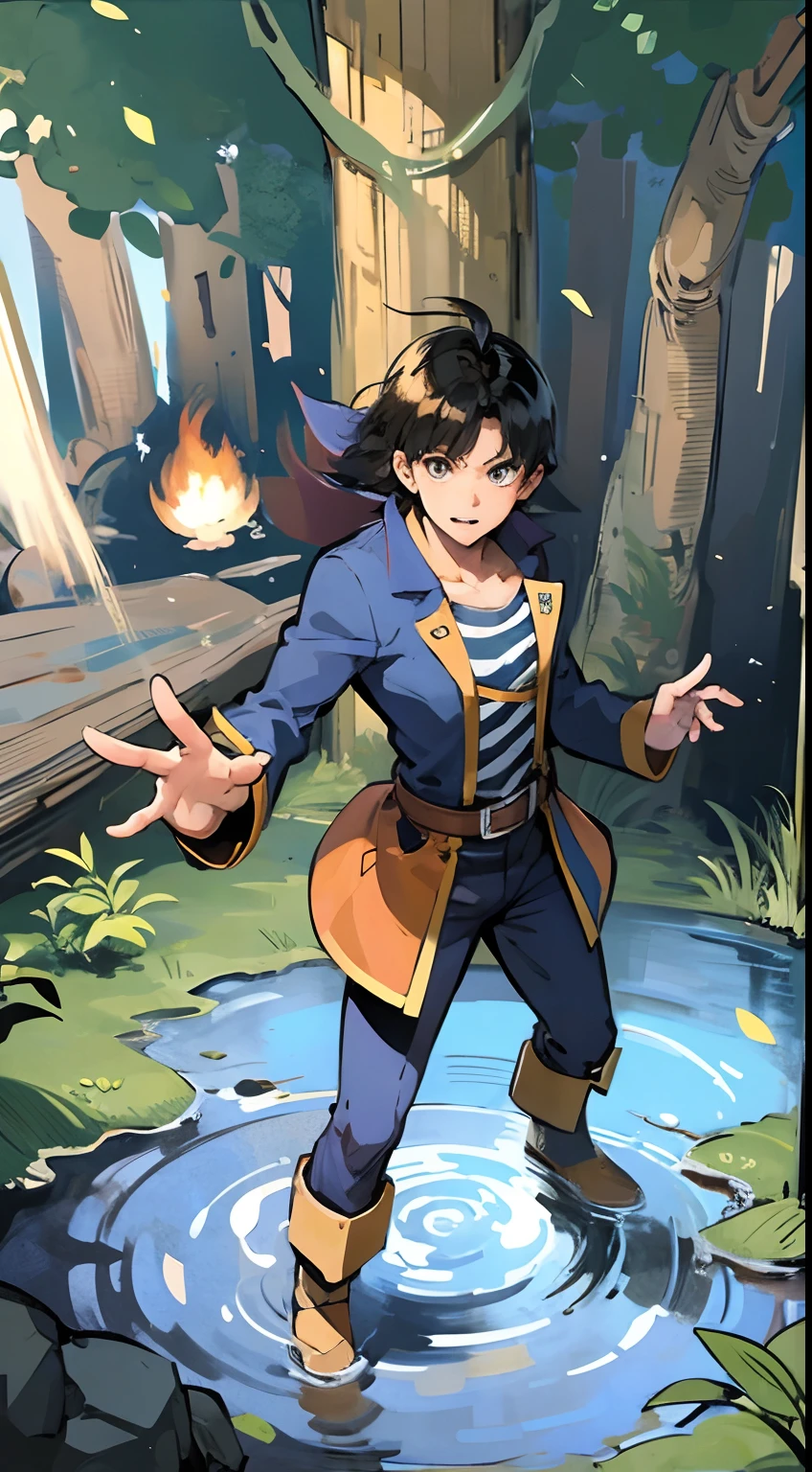 The magician comes to the forest to investigate the magic leak,Encounter monsters,combats,Launch fireballs
