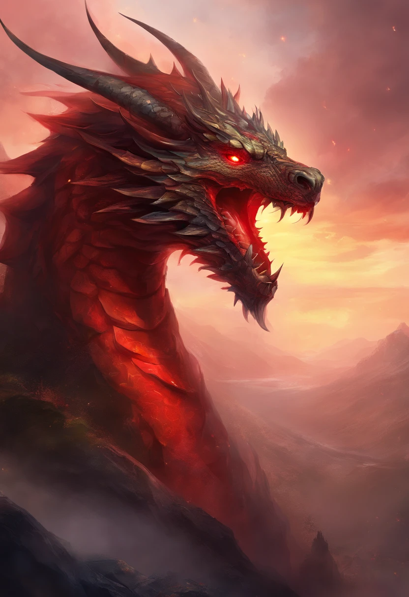 Dragon head with red eyes