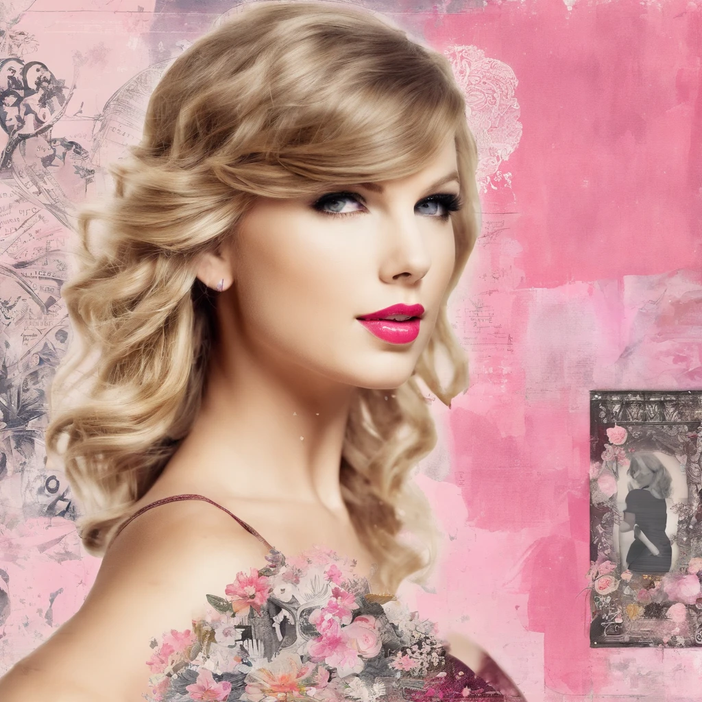 Beautiful girl ,taylor swift, old photo, pink, (highres, best quality:1.2), radiance, soft contours,