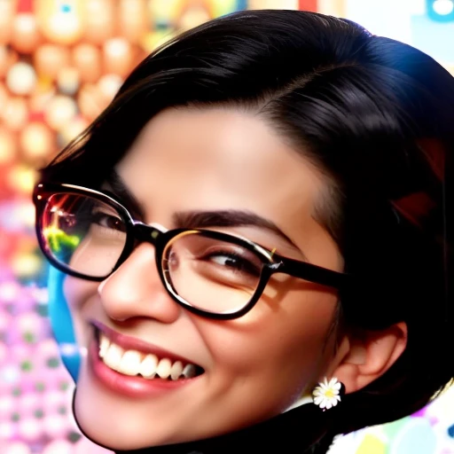 a close up of a person with a smile on their face, betty la fea, giddy smirk, unibrow, linus sebastian, lsd face, mrs bean, eddie del rio, combover, shah rukh khan, ridiculous smile, trending photo, live-action john waters film, insane smile, omg, profile pic, avatar image