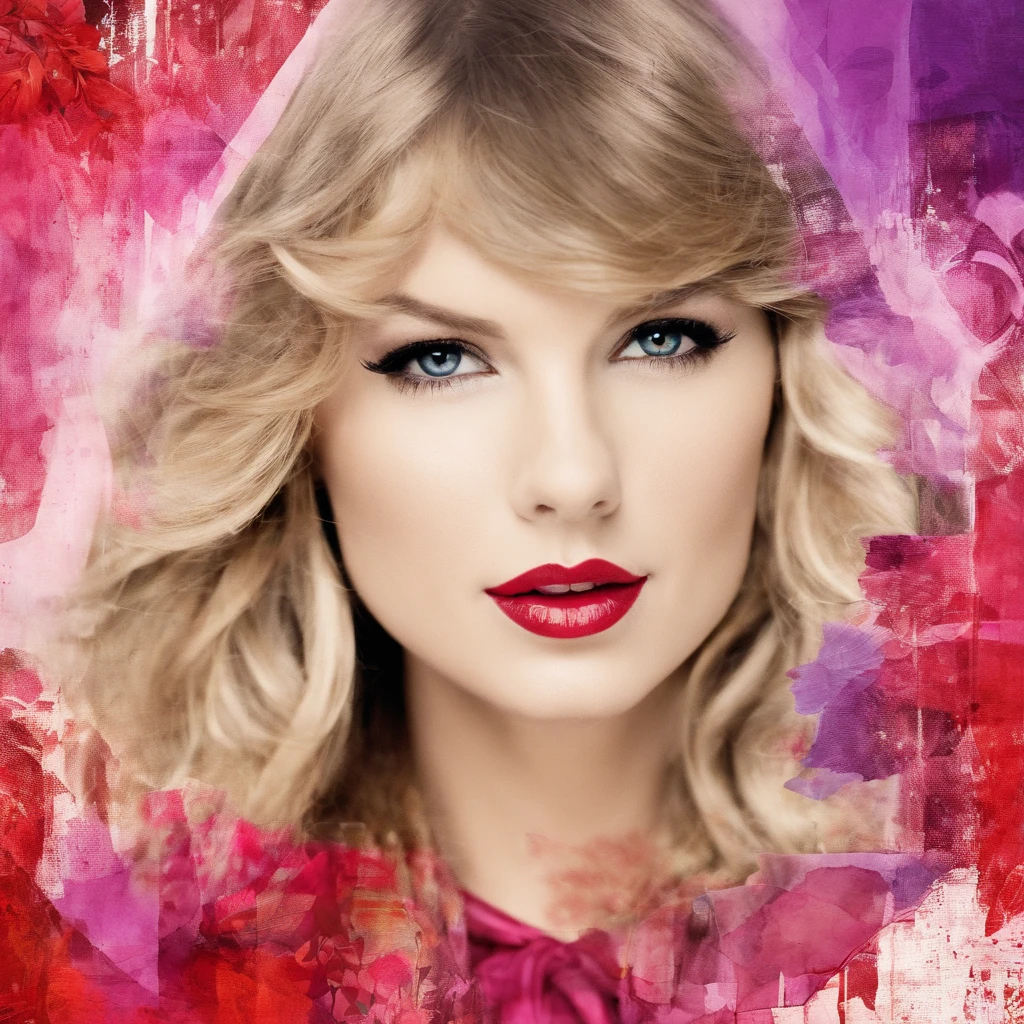 Beautiful girl ,taylor swift, old photo, red violet,   (highres, best quality:1.2), radiance, soft contours,