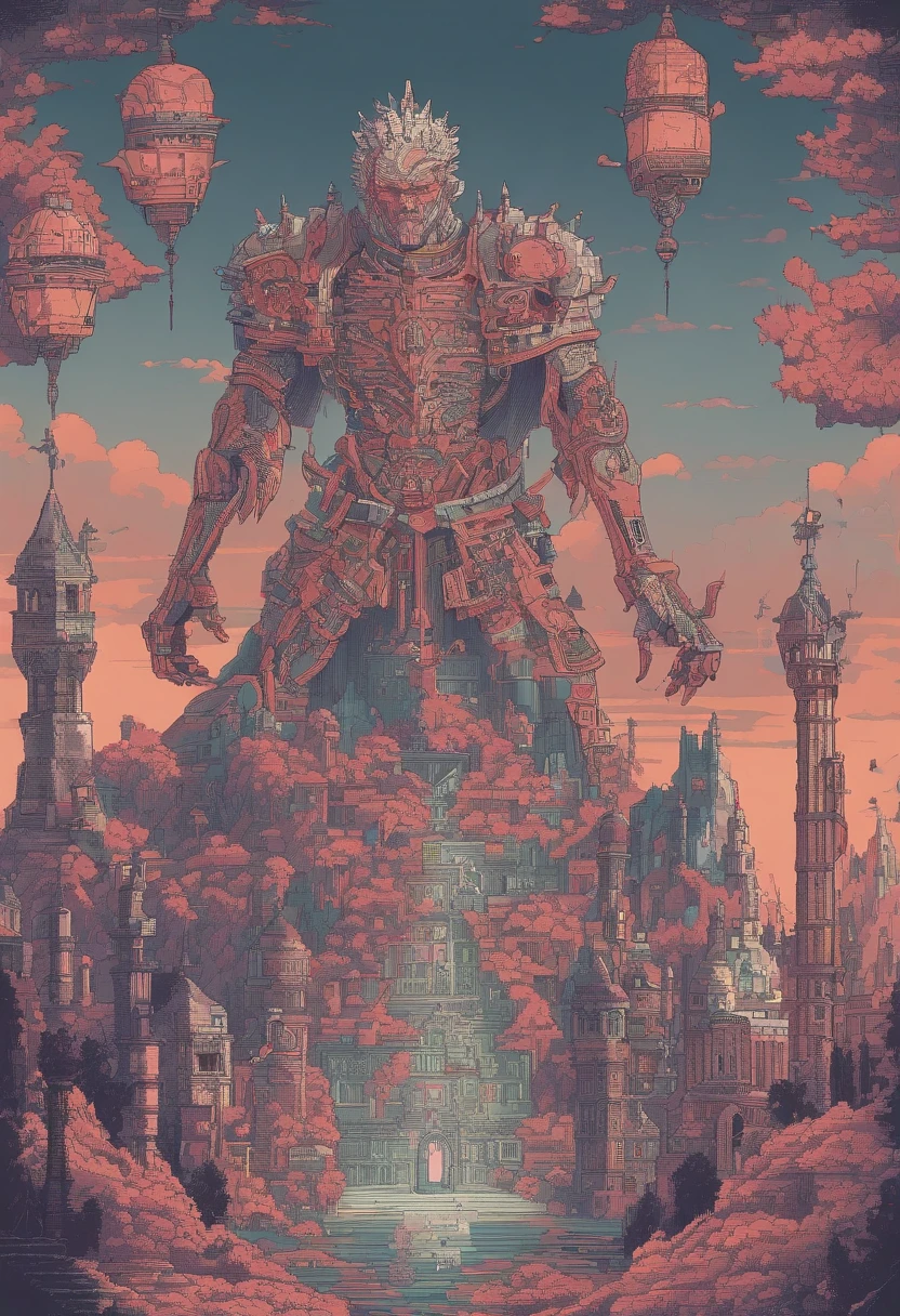 Hombre de 1,80 with a reddish robe that covers his entire body in the style of Bloodborne hunter. Su cabello es pelirrojo y corto. His eyes are blue but the left has it closed and a scar that begins with the first eyelid and ends in the last. Posee una barba sombreada y su piel es blanca. En la mano derecha sujeta una mandoble, the left is a Guts-style prosthetic arm. Todo su cuerpo se encuentra envuelto en llamas mientras mira imponente a las criaturas de la noche. 80s anime still, retro fashion, dungeon and dragons character dark fantasy digital art muted pastel colors, muted retro colors, CRT tv display by Tsukasa Hojo and Toshihiro Kawamoto - Es un humano no un monstruo
