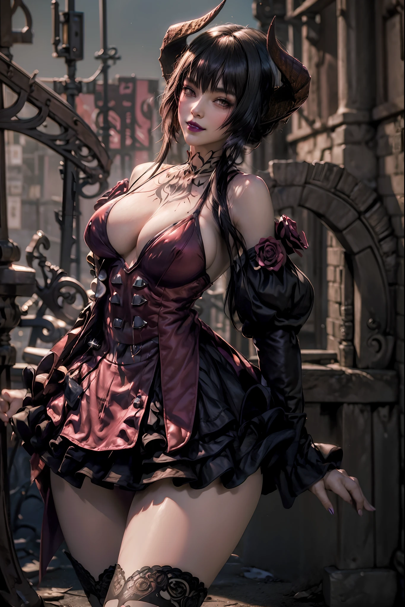 masterpiece, detailed, high quality, absurdres, eliza, 1girl, solo, blush, light smile, lipstick, purple lips, cowboy shot, sideboob, areola slip, cameltoe, slingshot swimsuit, elizatkn
