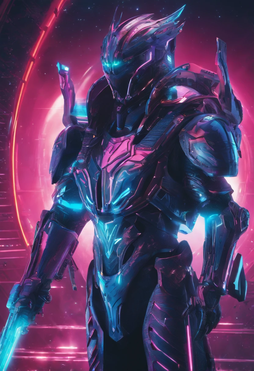 A king from medieval times with a futuristic style,(best quality,4k,highres:1.2),ultra-detailed,physically-based rendering,professional,(vibrant colors,futuristic color palette),studio lighting