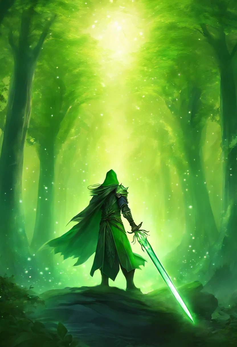 Radiant green sword. black background