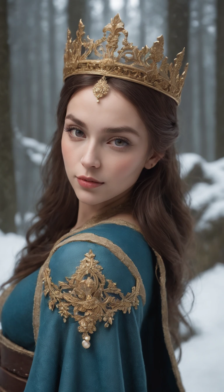 Woman with an ice tiara on her head and a navy blue winter cloak with golden details, broche de floco de neve. longos cabelos pretos. rainha do inverno, princesa elfa, retrato de uma rainha elfa, rainha elfa, princesa inverno, uma rainha elfa, artgerm em artstation pixiv, bela e elegante rainha elfa, corpo inteiro. Standing in the snow in front of a large icy castle. Personagem de RPG. Era medieval. Mulher elfa. Elfa de cabelos ruivos. Olhos azuis. Elfa da floresta. Elfa Guerreira da floresta. Elfa arqueira. Arqueira medieval. Arco e Flecha. Organic Amadura. Armadura verde musgo. soft ilumination. Standing in the middle of the forest. Floresta densa. Cogumelos bioluminescentes. fantastical setting. Luz do dia. Luz solar. realces de cores quentes. Paleta verde azul e amarelo. RPG Character design. modelo ig | artgerm, :: rossdraws, obra de arte no estilo de guweiz, extremamente detalhada artgerm. corpo inteiro, fundo detalhado de um castelo, hiper detalhado, rosto detalhado, foto sincera POV, por lee jeffries, Nikon d850, filme fotografia de estoque ,4 kodak portra 400, F1 camera lens.6, cores ricas, hiper realista, textura realista, lighting dramatic, cinestill 800 (8k, Foto RAW, melhor qualidade, obra-prima: 1.2), ultra-detalhado, (pele altamente detalhada: 1.2), 8k UHD, DSLR, soft ilumination, alta qualidade.modelo ig | artgerm, :: rossdraws, obra de arte no estilo de guweiz, extremamente detalhada artgerm. corpo inteiro, fundo detalhado de um castelo, hiper detalhado, rosto detalhado, foto sincera POV, por lee jeffries, Nikon d850, filme fotografia de estoque ,4 kodak portra 400, F1 camera lens.6, cores ricas, hiper realista, textura realista, lighting dramatic, cinestill 800