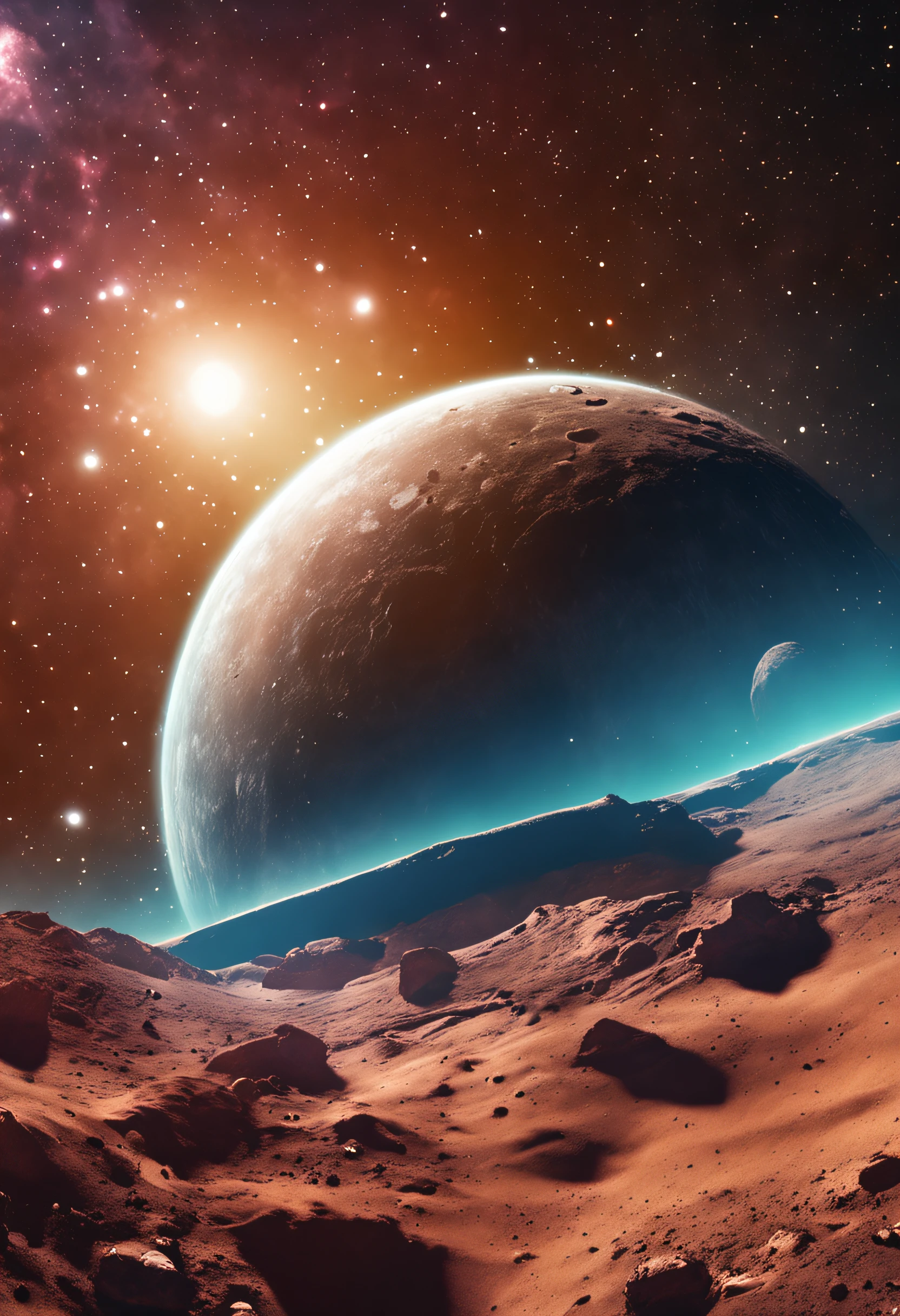 best quality, master part, ultra-highresolution, (fotografia realista:1.4),FusionArt, Outer space near the solar system, sombrio