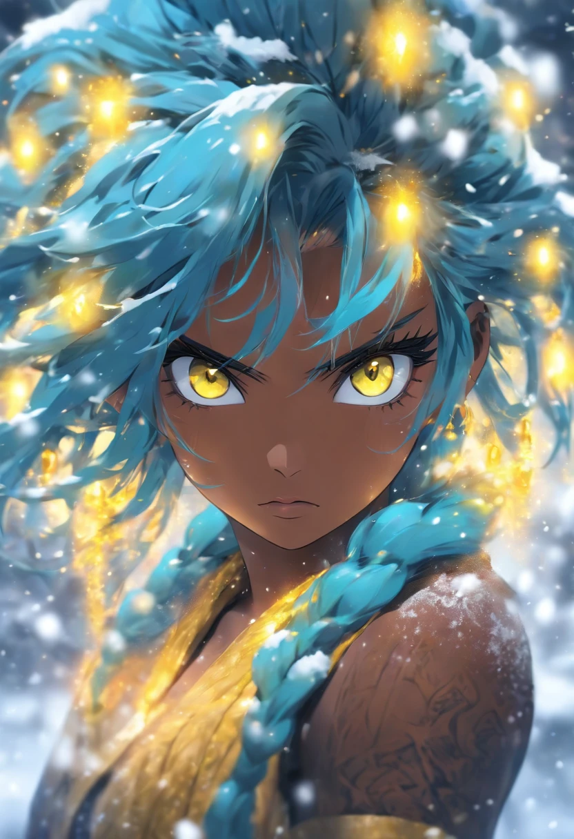 (ultra details) (detailed eyes) (no blur) dark skin, young woman, gray hair, long hair, messy hair, wolf ears, wolf tail, blue eyes, Blue bikini, dipped in water, submerged