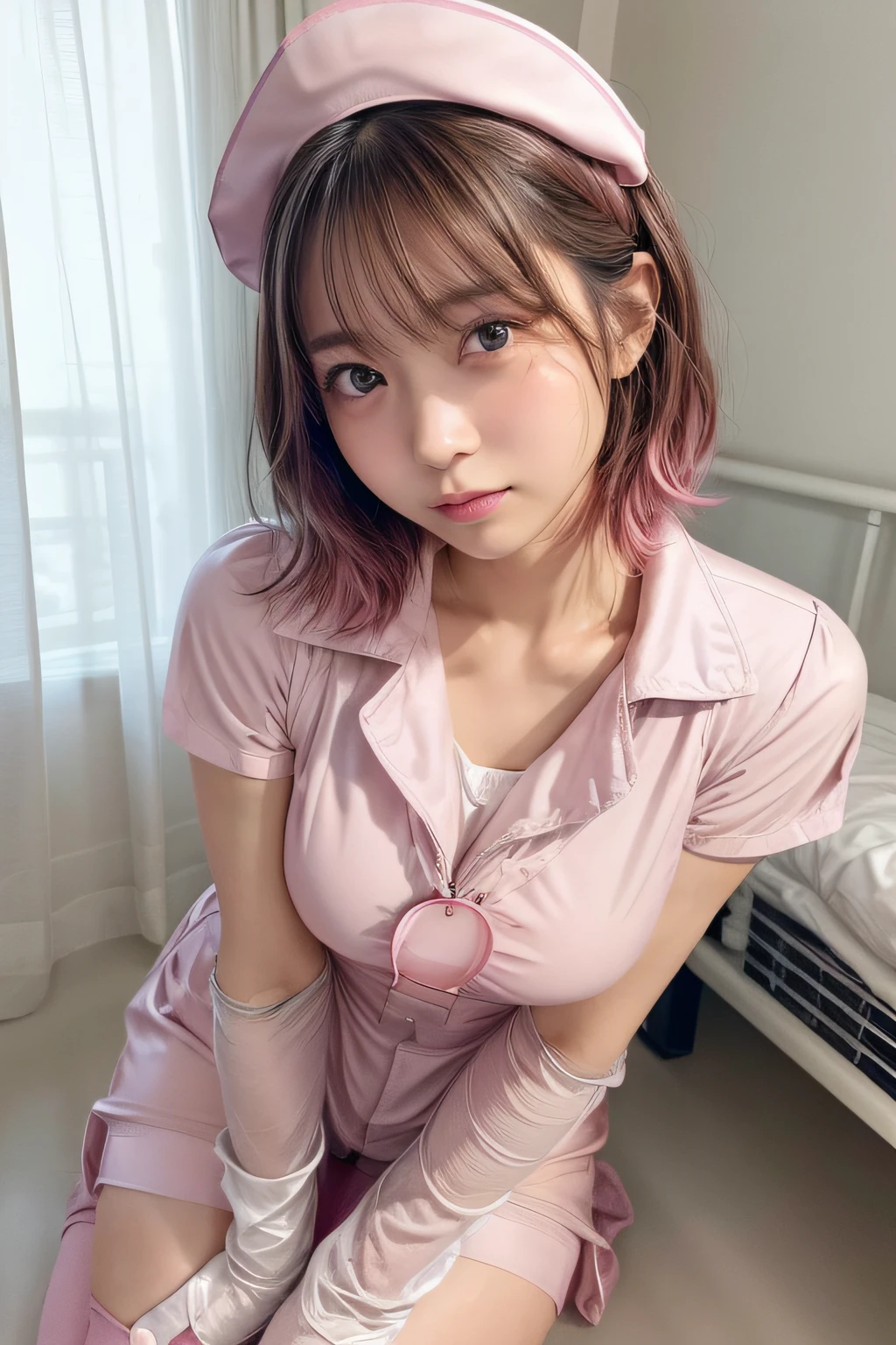 cute girl, (pink school uniform:1.4), (flawless skin:1.2), ((NSFW:1.4)), godpussy1