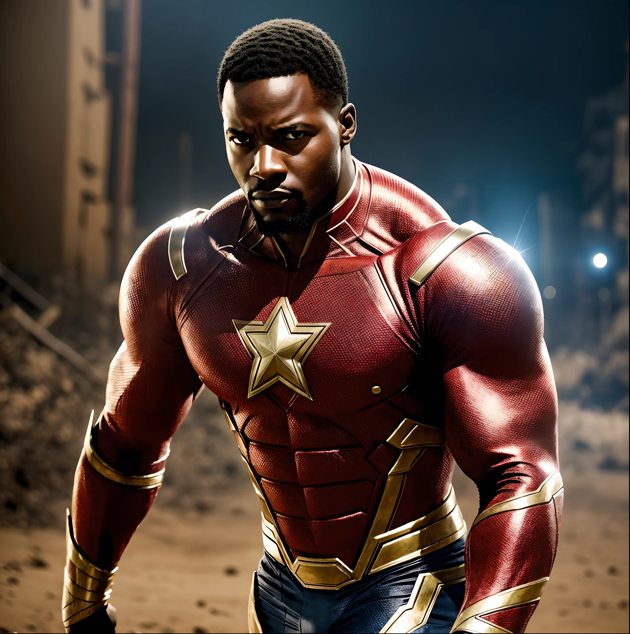 (melhor qualidade,Altas:1.2),ultra-detalhado,(Realistic:1.37) An African superhero