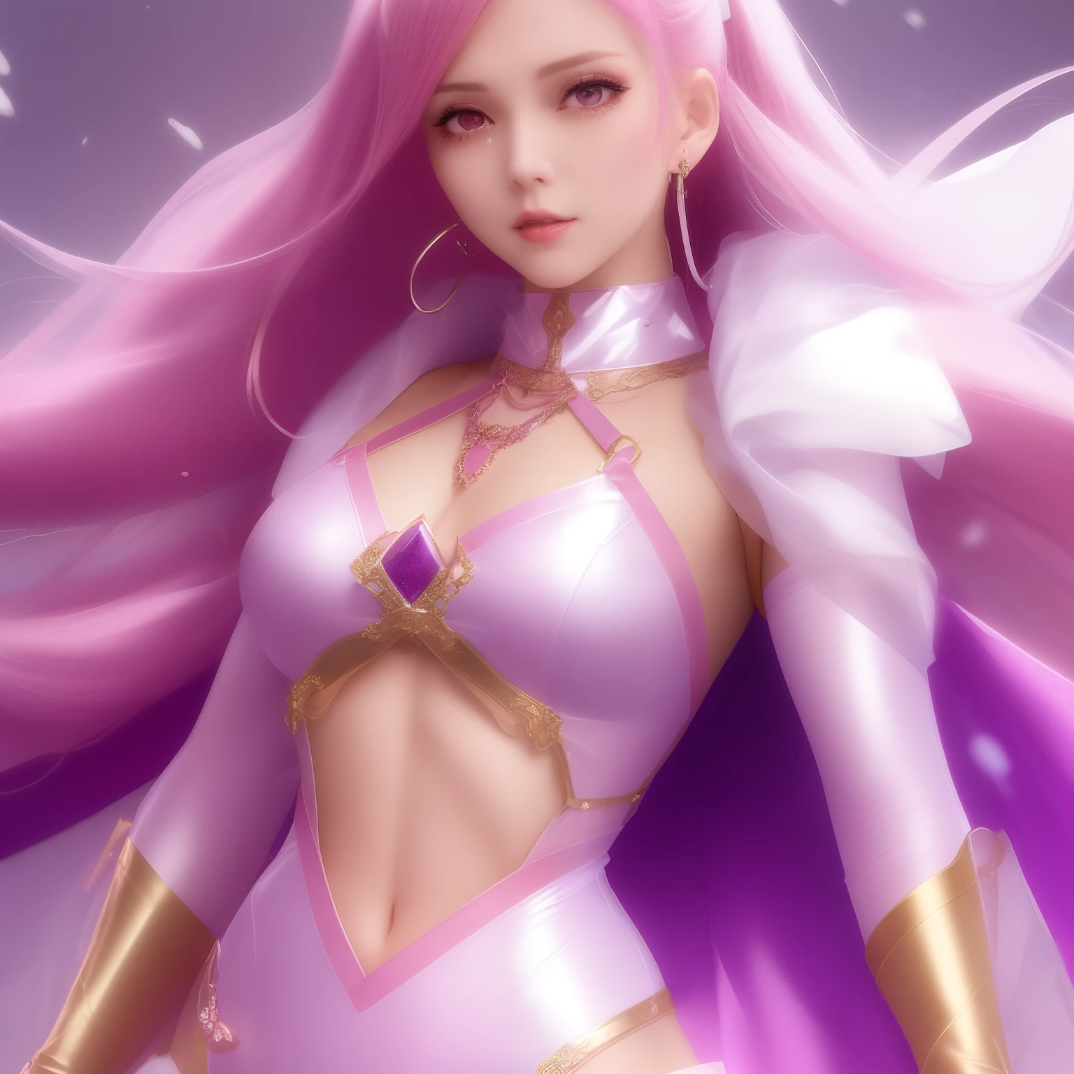 ((Full body)) (( falling through the air )) a enchantly beautiful woman with pink eyes blue-greenish twin ponytails, wearing a red choker, blue large crystal pendant, matching wrist bands, white leather two piece skirt and blouse with snow white tranparent straps