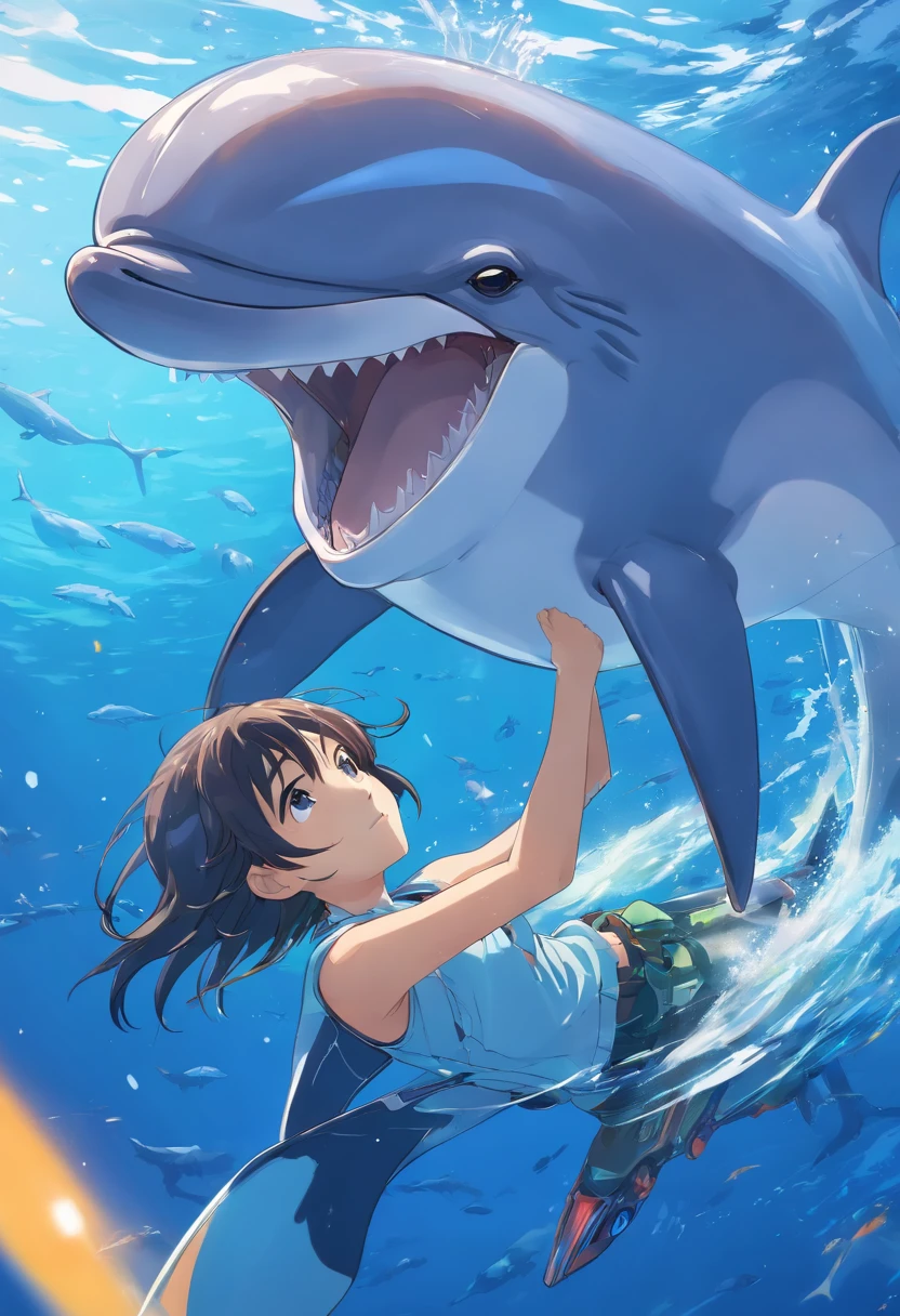 A dolphin with iron hands