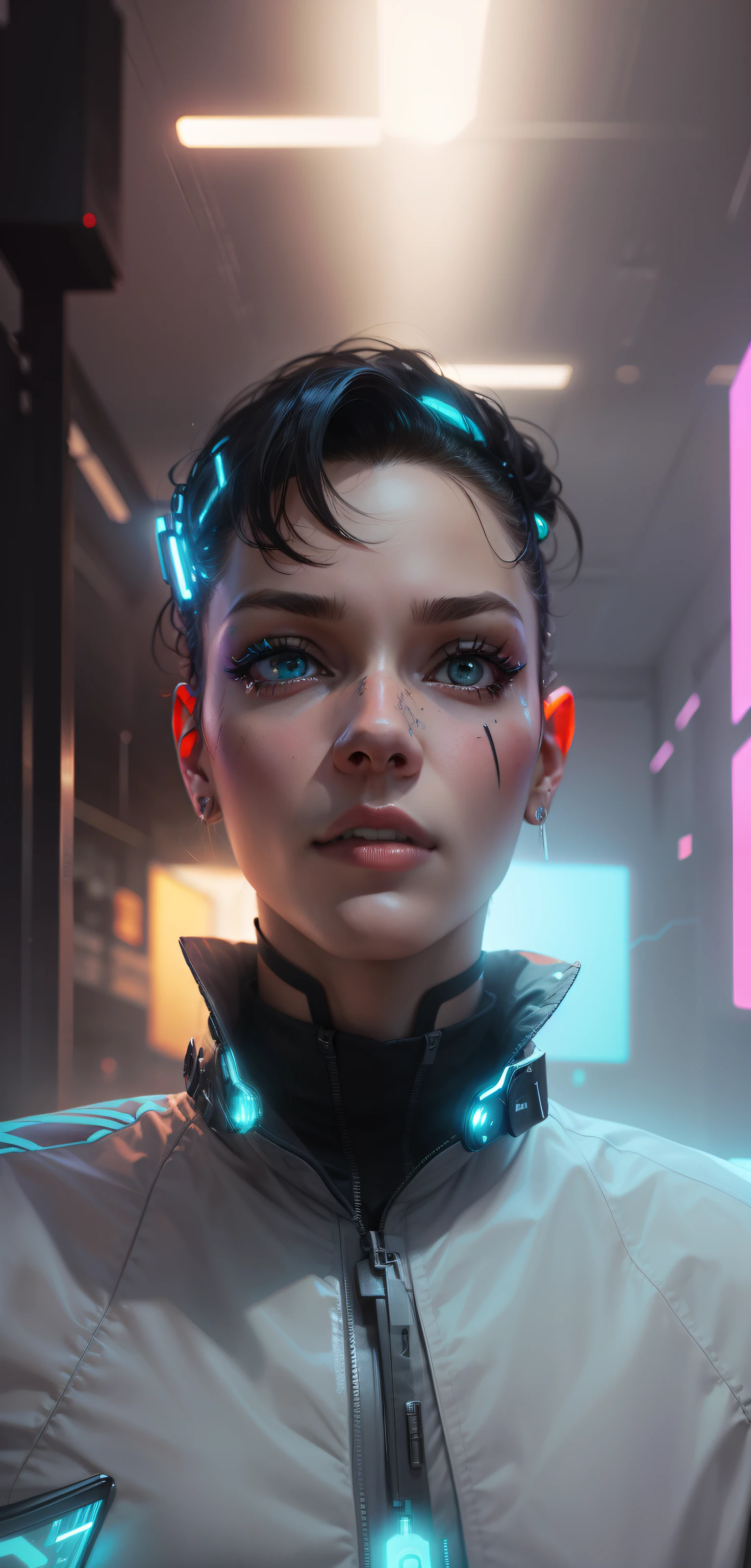 Change background of cyber punk, realistic face