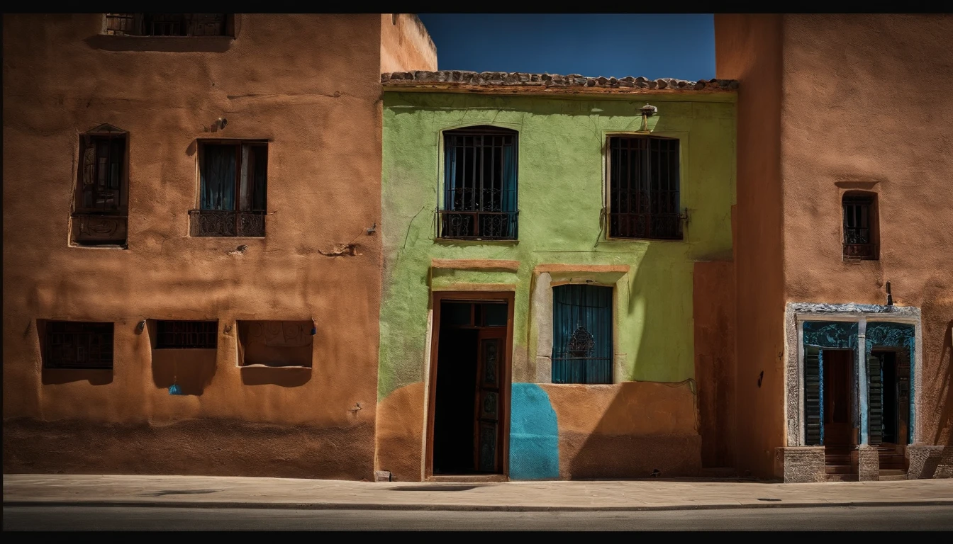 A building with small cracks in the walls, small infiltrations and other signs of breakdowns, detalhista, real