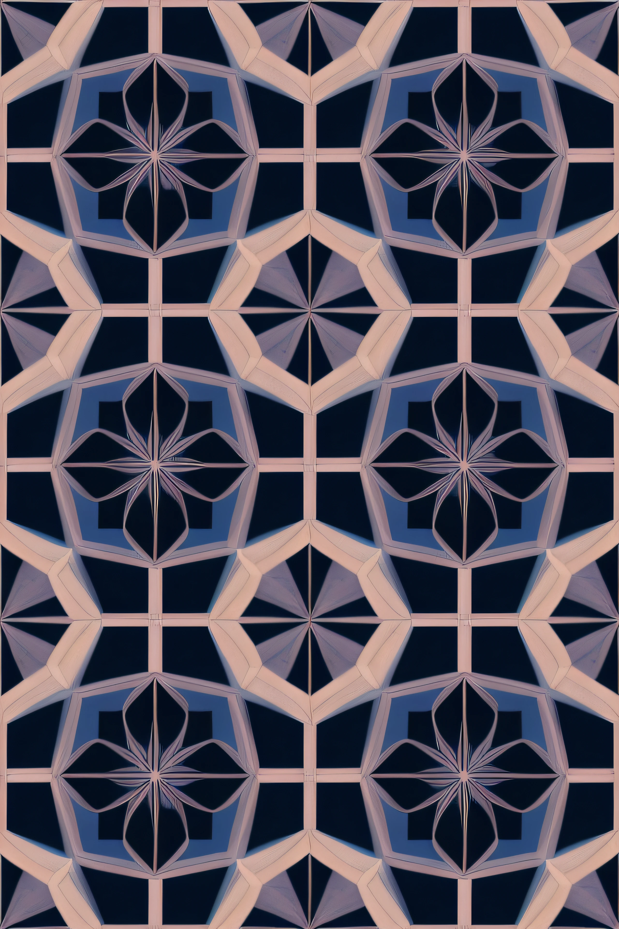 Design a pattern that explores the concept of symmetry breaking. Start with a symmetrical geometric arrangement and introduce subtle variations or disruptions to create an asymmetrical and visually engaging pattern tiling