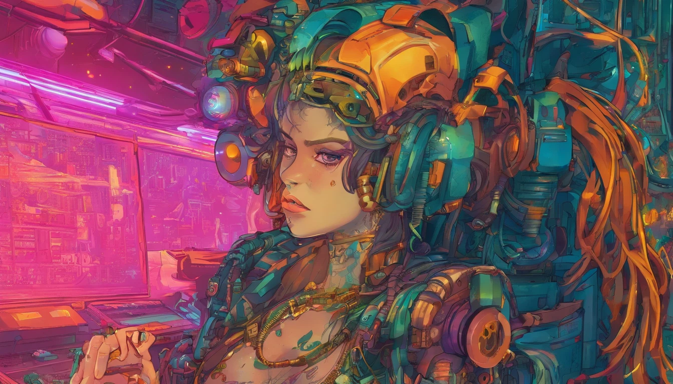 (obra-prima, qualidade superior, melhor qualidade), ((Estilo cyberpunk, robotic arm, Hololo, surreal science fiction art, Future Science Fiction Aesthetics)), (1 menina solo), fechar para cima, (olhos resolutos), (roupas chinesas antigas, manto branco, gola bordada uesugi, camisa branca de manga grande, Streamers), (grampo de cabelo, cabelo preto longo, armas), (Hanfu), (clear facial features, textura de pele detalhada, rosto bonito), fundo branco, brincos, pele amarela, standingn, (((flat heart))),