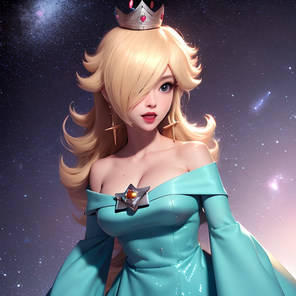 ultra detailed 8k cg, perfect face, beautiful face, mature female,1 girl,solo,crown, space, big smile, dress