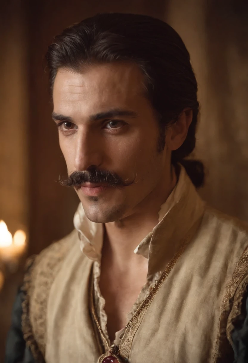 homem de araffe com um bigode e um bigode sentado em uma rocha, homem bonito, bigode grosso, Macho bonito, he got a big french musctache, attractive and good looking, com bigode, inspirado em Osman Hamdi Bey, com bigode aparado, homem atraente, male vampire of clan banu haqim, s Hasan, inspirado em Yasar Vurdem