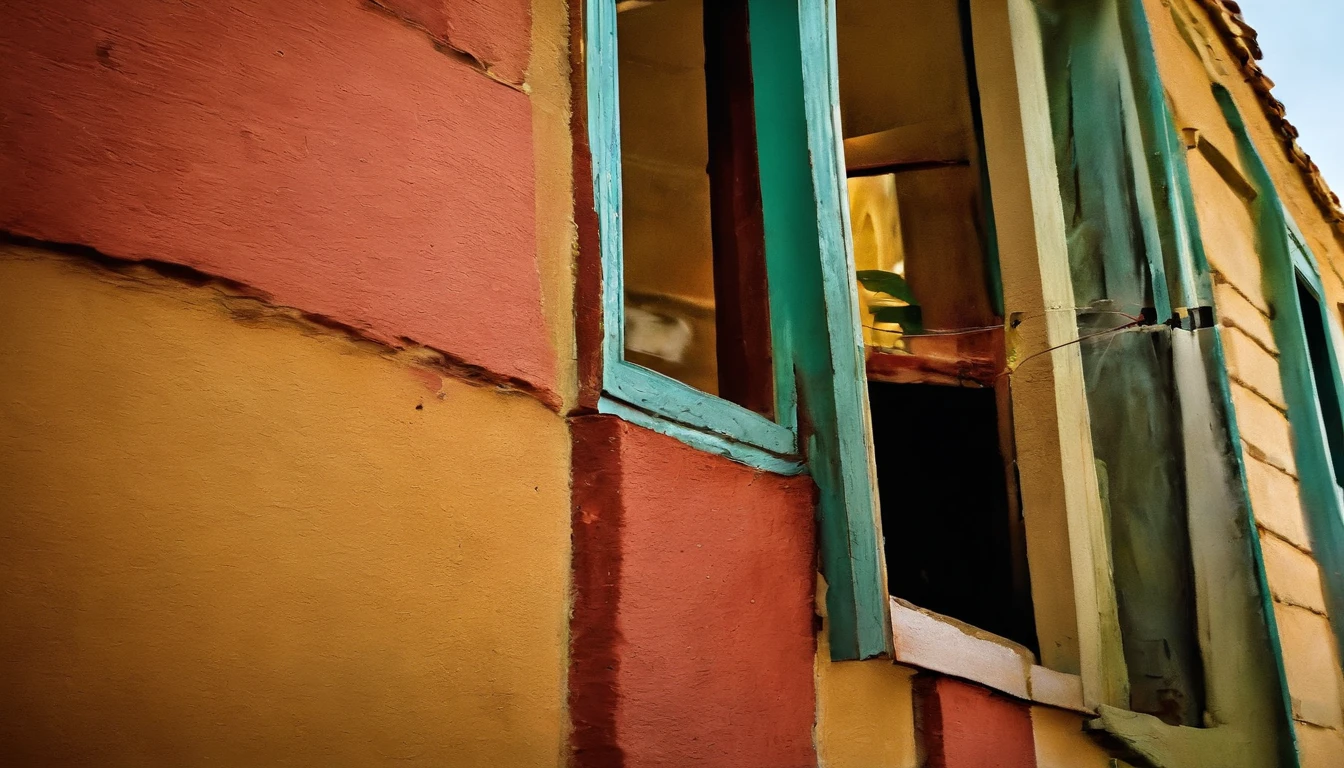 A crack in the wall of the residential building, detalhista, real