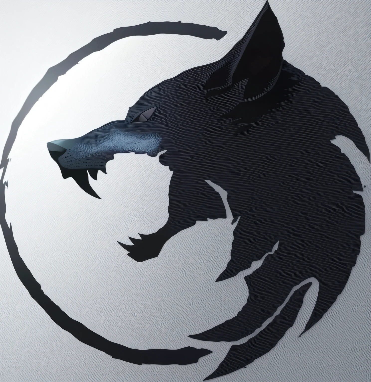 a black and white image of a wolf in a circle, base do modelo do lobo lineart, contorno preto, logotipo sem texto, contorno branco, Fenrir, Grim - Lobo, Descrito!!!, logotipo da banda de black metal, contorno de tinta preta, contornos escuros, alpha wolf head, Minimalist logo without text, Backround preto. Inkscape, Meio Lobo, hard outline