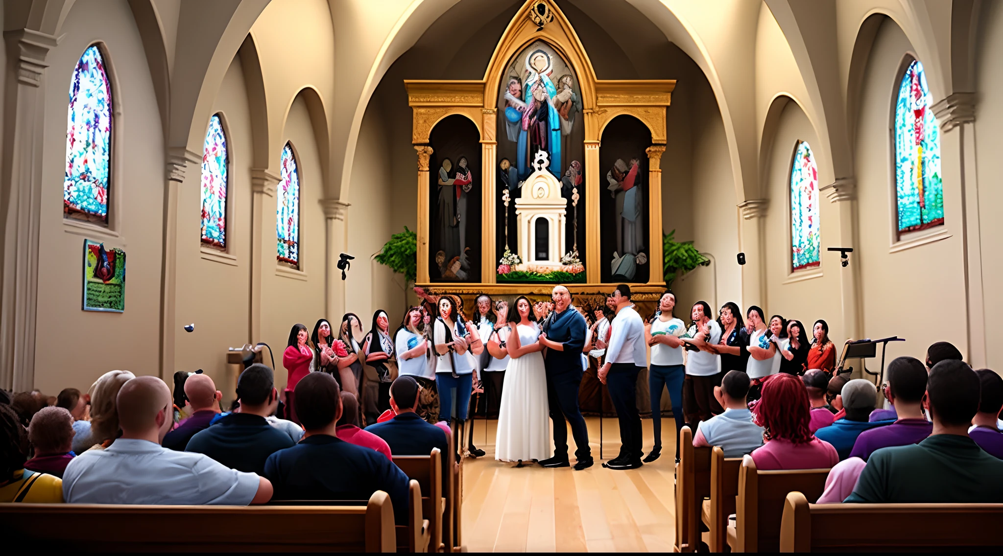 Pessoas cantando na igreja