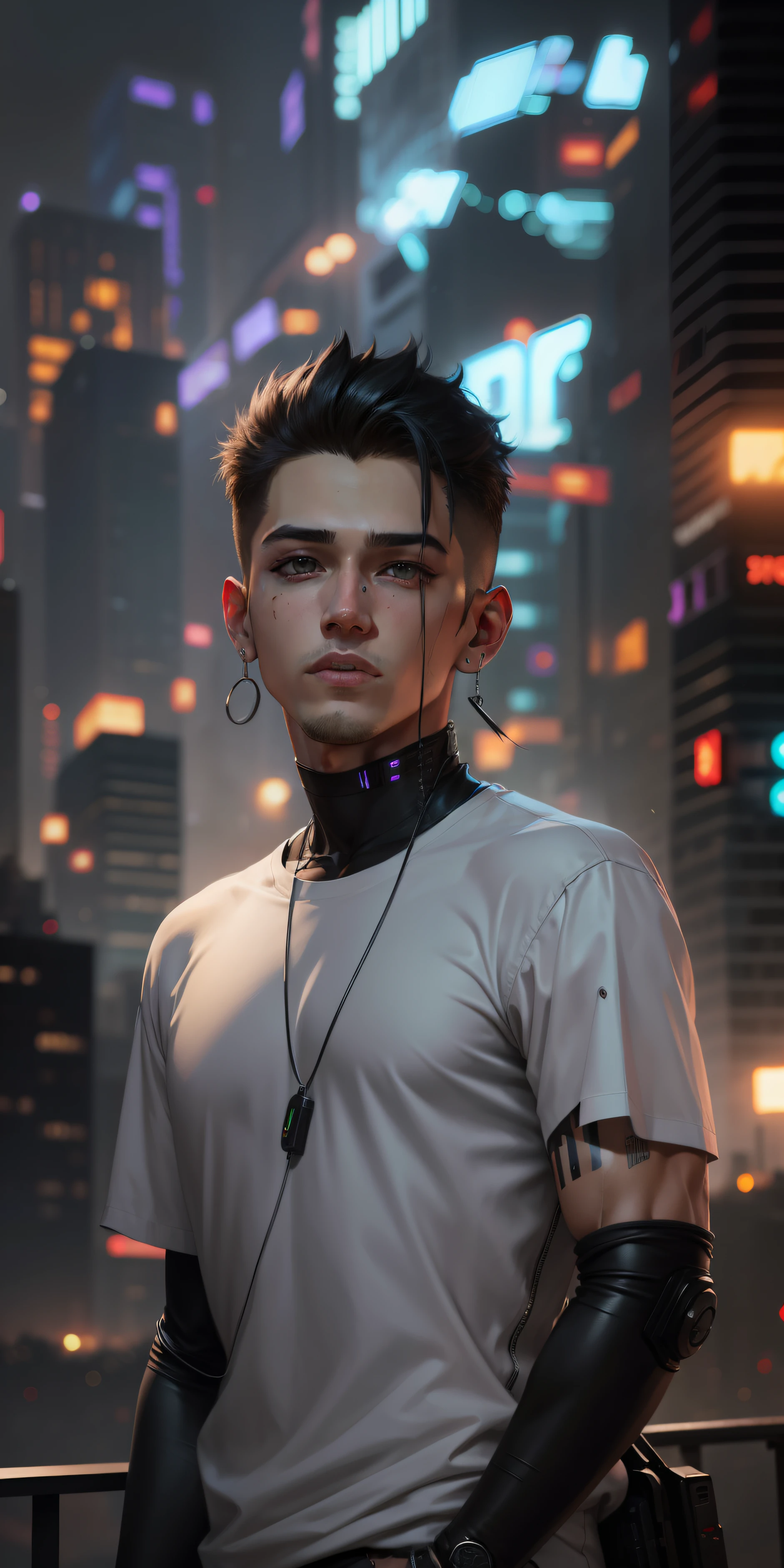 Change background cyberpunk handsome boy, realistic face,8k,ultra realistic