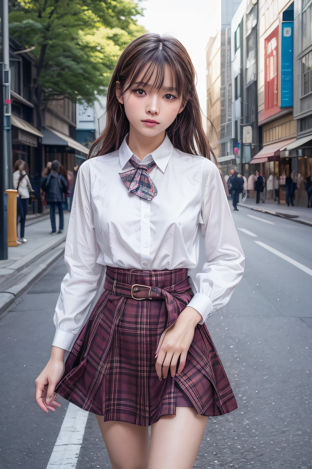 (8K、Raw photography、top-quality、masterpiece:1.2),(Spread your legs wide,Open your legs wide),(Long bob cut),watching at viewers,Looking at the front,Bullish,Erotic,Pupils,white colors、bra very,de pele branca,kne,(Black pantyhose),absurderes,a small face,Parting the bangs from the middle、Forehead visible,(be shy,Tight eyes,glares,Bullish,skinny,Rasping,irate)、masterpiece,top-quality、超A high resolution,Raw panties,ren,Beautiful fece,One Person, 独奏,fullllbody、cute little、Back to Student,JK school uniform,hi-school girl,A Japanese Lady,is standing,(Photorealsitic:1.37)、Photon mapping,Realistic、Cute little face,Brown-eyed、(Red bow tie)、Radio City、Physically Based Rendering、Foreground、depth of fields、Blurry background、a picture,The girls、Body,beauty legs, Long legs, Thin leg,Tie your hair into one strand on your chest,(Bangs are visible), s lips, Blue_The eye, nosesoft,(White shirt), (brown, Beige and white plaid pleated skirt), Knees are visible,Sheer clothing,, Thigh, Black cotton socks,Nogizaka Idol, 女優, Japanese ido、large full breasts、cleavage of the breast、Unbutton your shirt to reveal your chest、1.4),fully body photo、skirt lift by yourself、super definition、lowfers、Schools、Inside the school building、school hallway、Black knee-high stockings、Black knee-high socks、