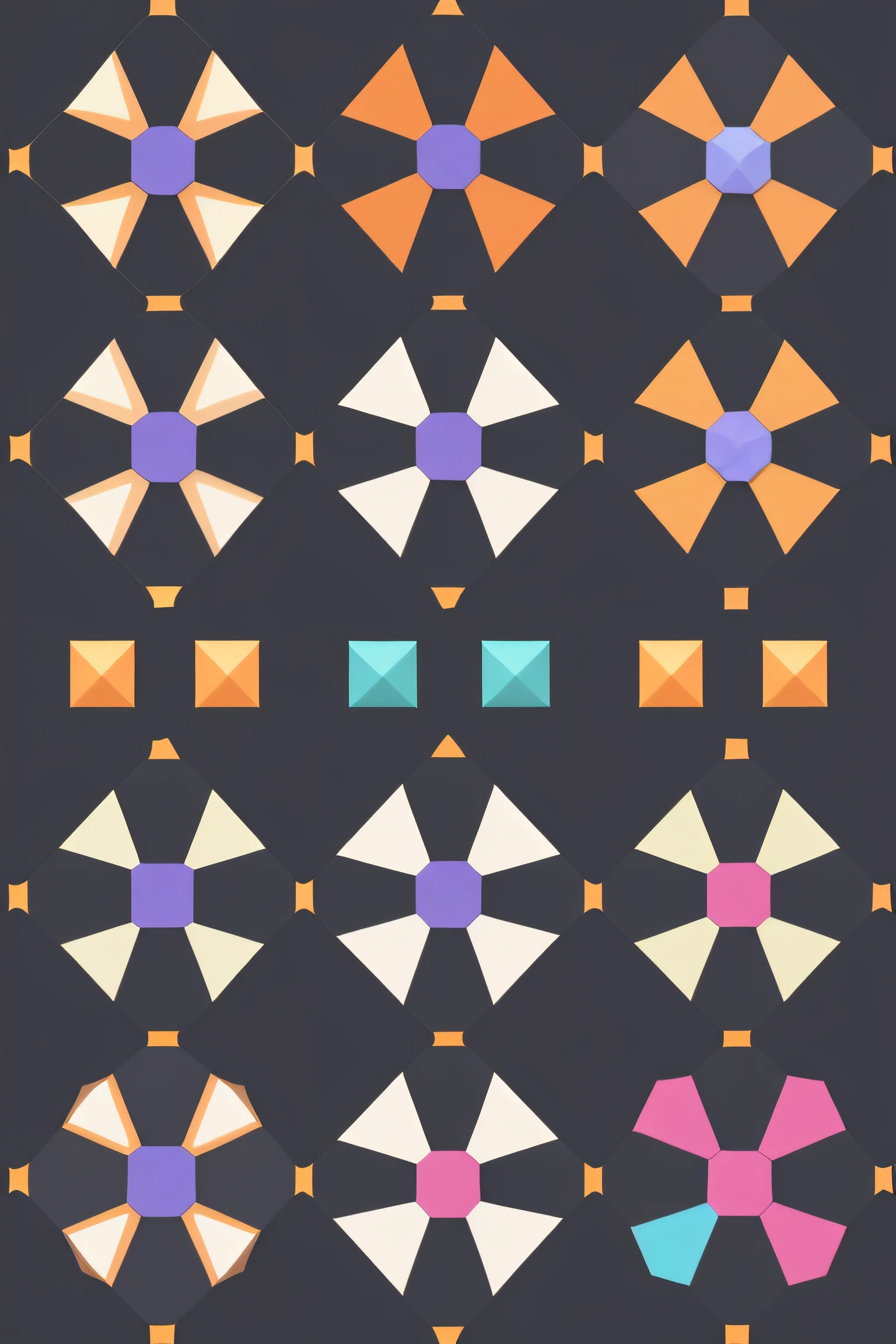 Create a pattern inspired by the concept of tessellations, where geometric shapes seamlessly interlock without gaps or overlaps. Experiment with different shapes, such as hexagons, triangles, or rectangles, and explore how they can fit together to create an intriguing and visually pleasing pattern tiling