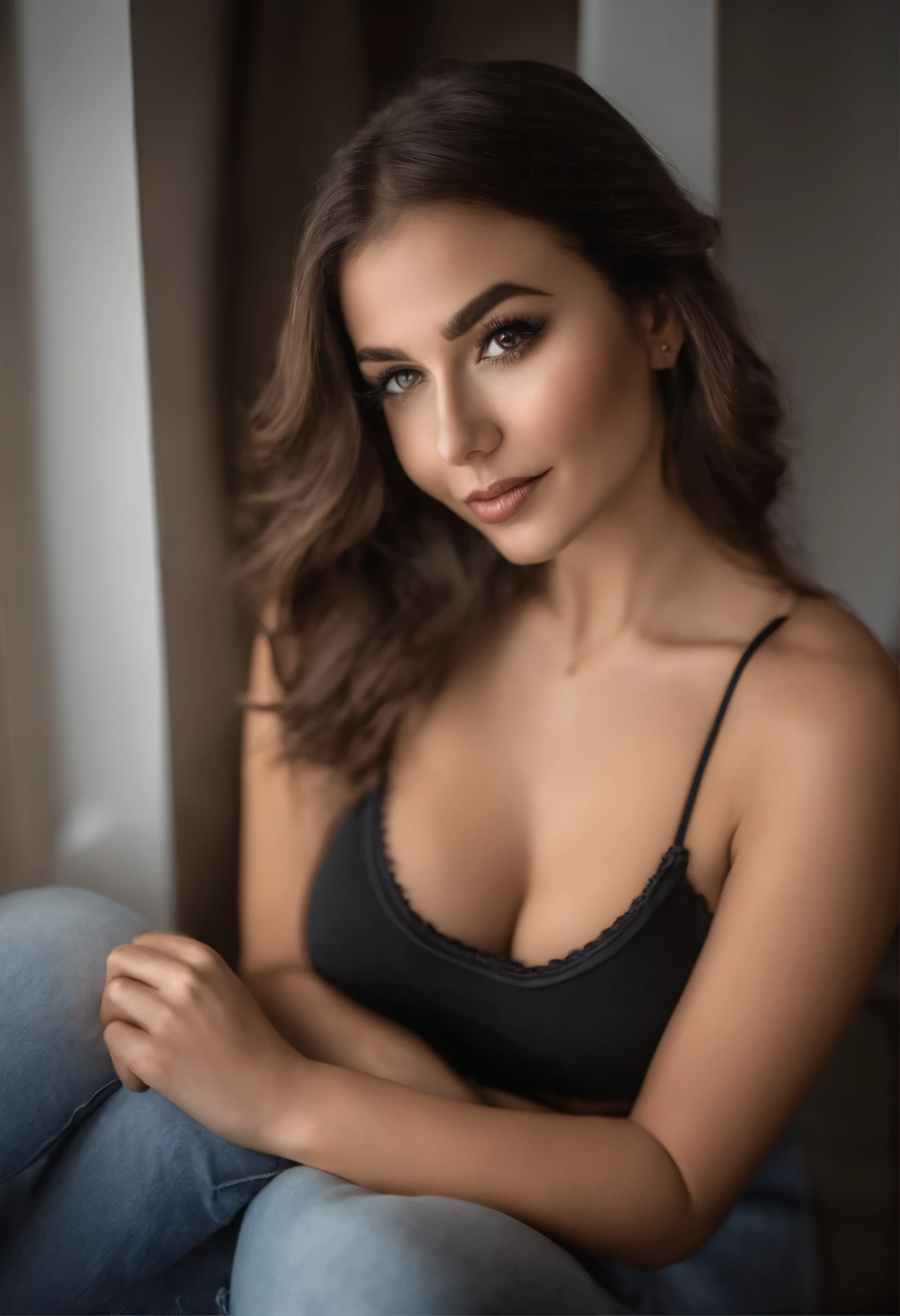 Arafed woman with tank top and donkey panties, fille sexy aux yeux bruns, Portrait Sophie Mudd, cheveux bruns et grands yeux, Selfie of a young woman in a mirror with the reflection of those big buttocks , Camera eyes, Violet Myers, pas de maquillage, maquillage naturel, Look directly into the camera, Visage avec Artgram, Maquillage subtil, Grande photo qui donne vue sur ces fesses , dans la chambre, Escorte, Seins, ass, sextoys, Sexe, Chiot, 4-legged position, dos au miroir