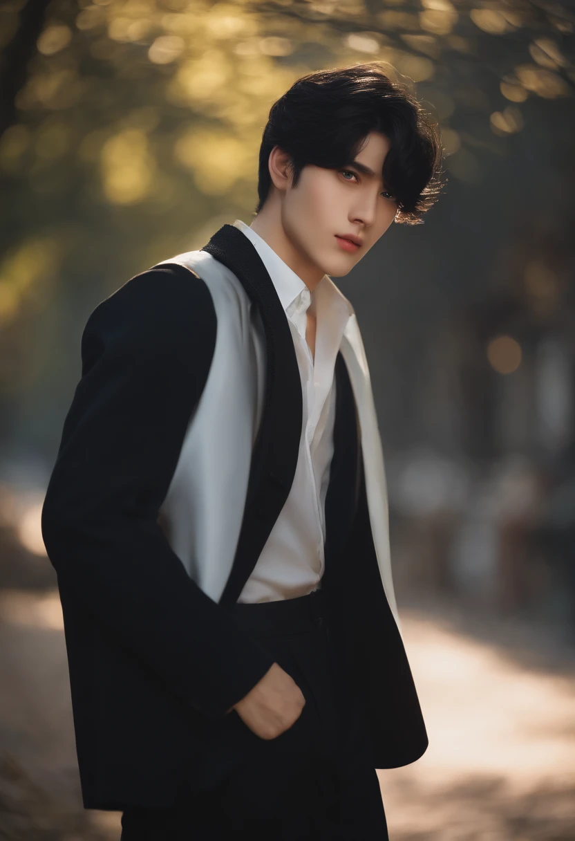 A boy in big data analysis, Long is very handsome, Not tall, Has a temperament, With a pair of eyes, There is light in his eyes, black hair