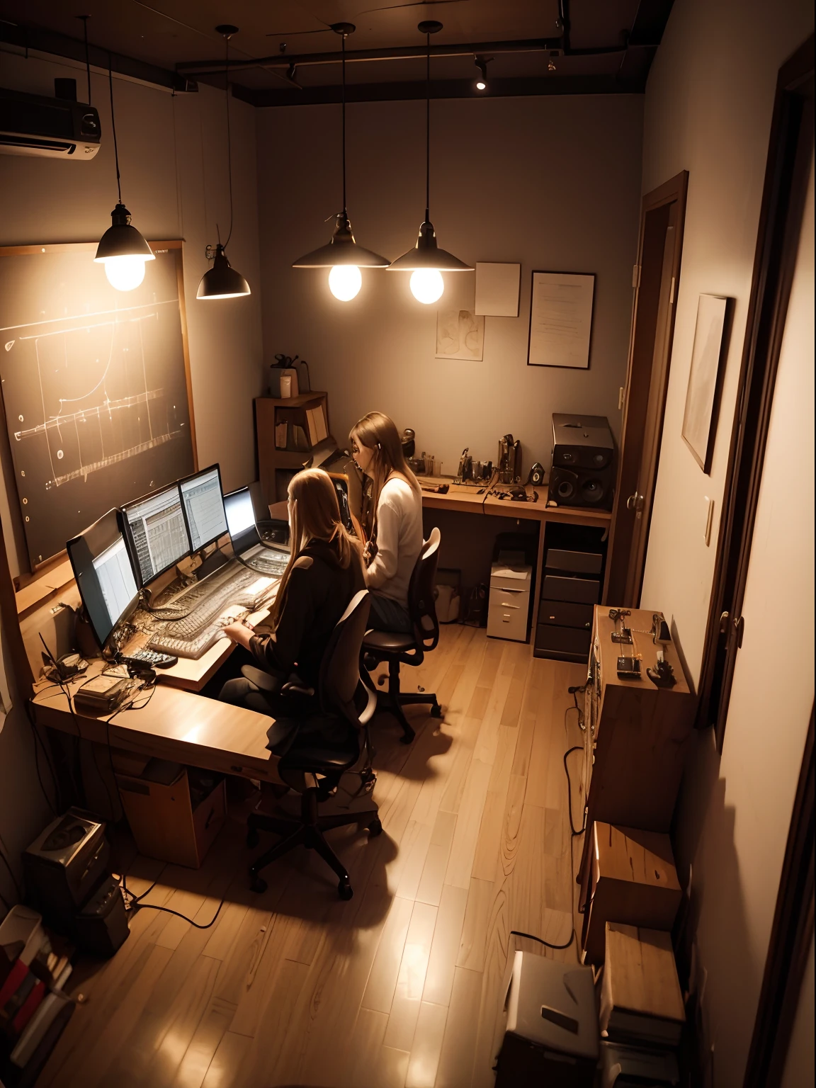 Musicians, Studio,the night,coffee,vibe,creation,New song,guitar,Bass guitar,Microphones