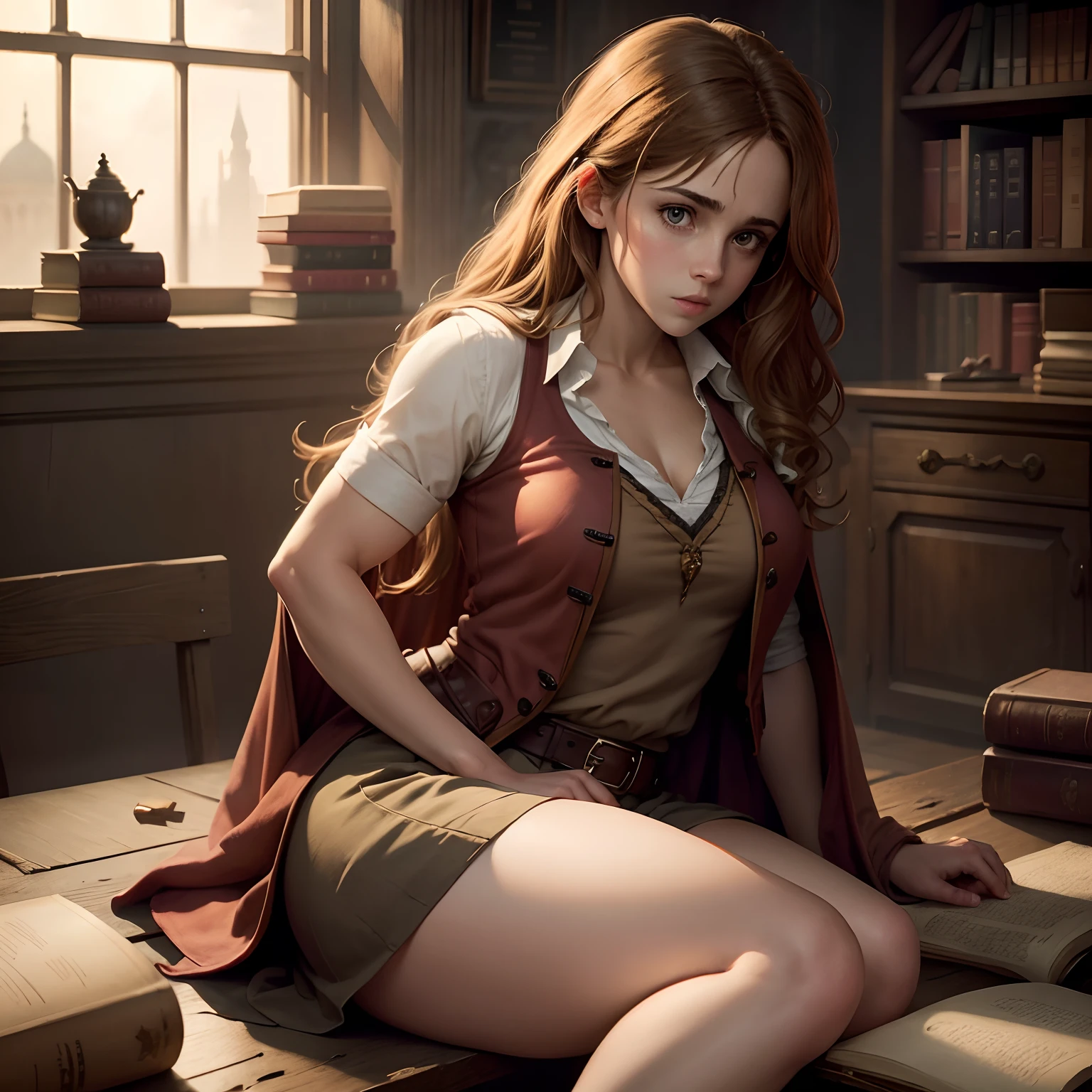 ((best quality)), ((masterpiece)), (detailed), Hermione Granger, anal sex, Hogwarts