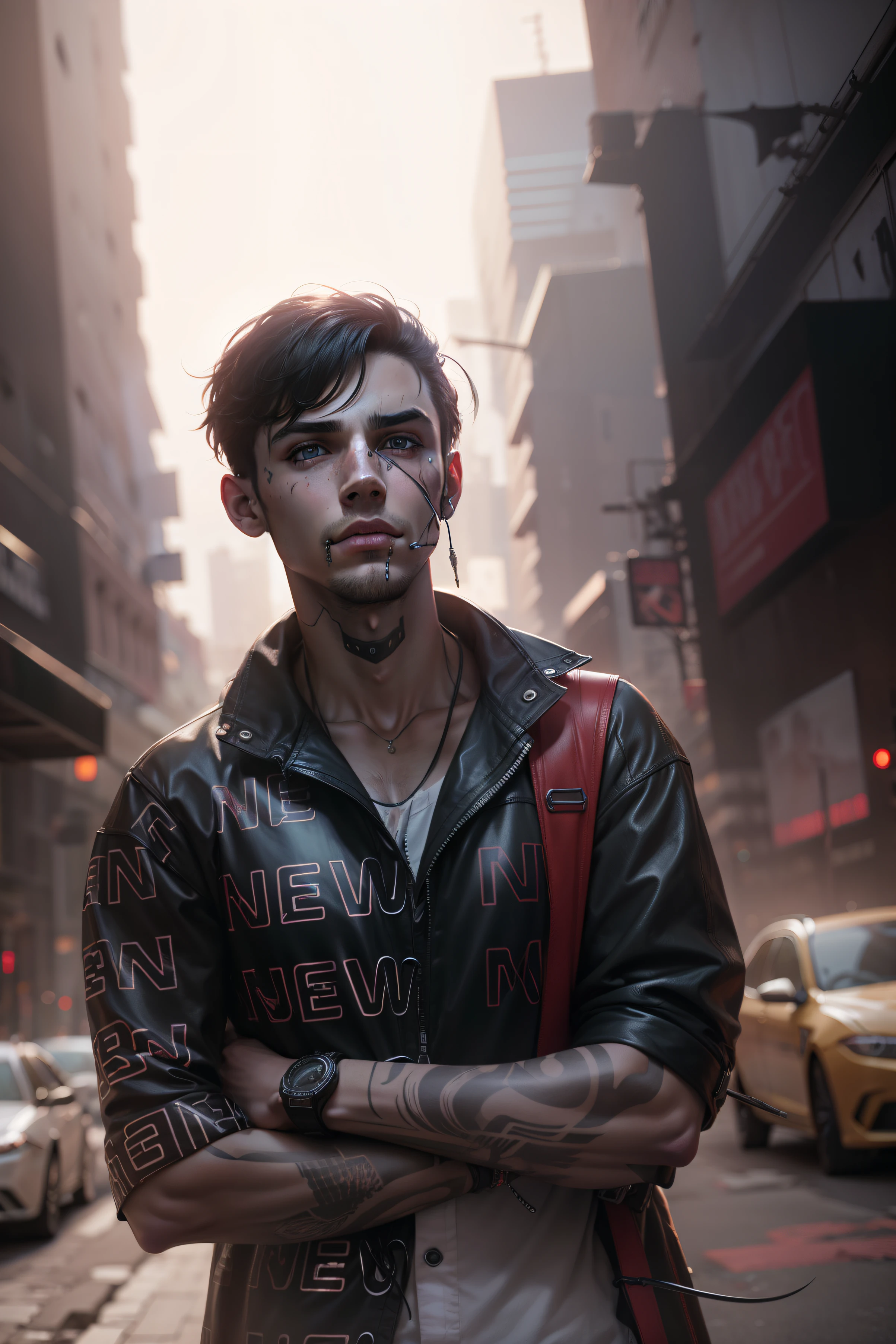 change background cyberpunk boy , realistica face, 8k, devil realistica,