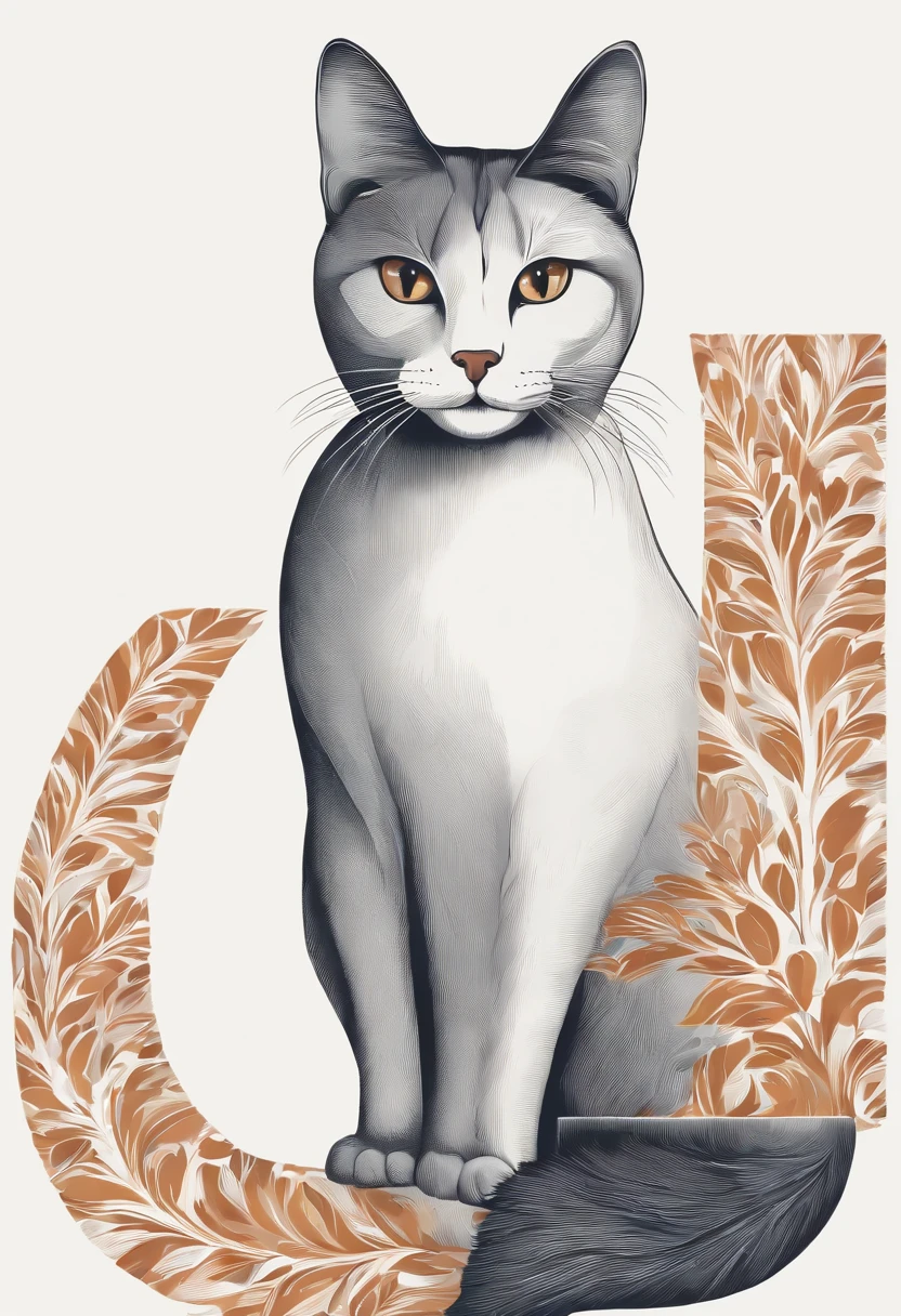 Create a drawing cat image shaped like the letter "H". I want the cat's shape to represent the letter "H". Please be creative and add details that will make the composition interesting. Keep the color palette of the image vibrant and the overall aesthetic pleasing.