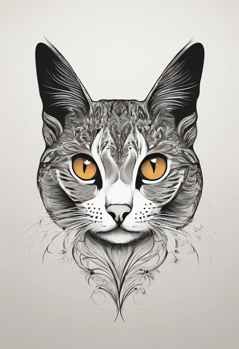 Create a drawing cat image shaped like the letter "H". I want the cat's shape to represent the letter "H". Please be creative and add details that will make the composition interesting. Keep the color palette of the image vibrant and the overall aesthetic pleasing.
