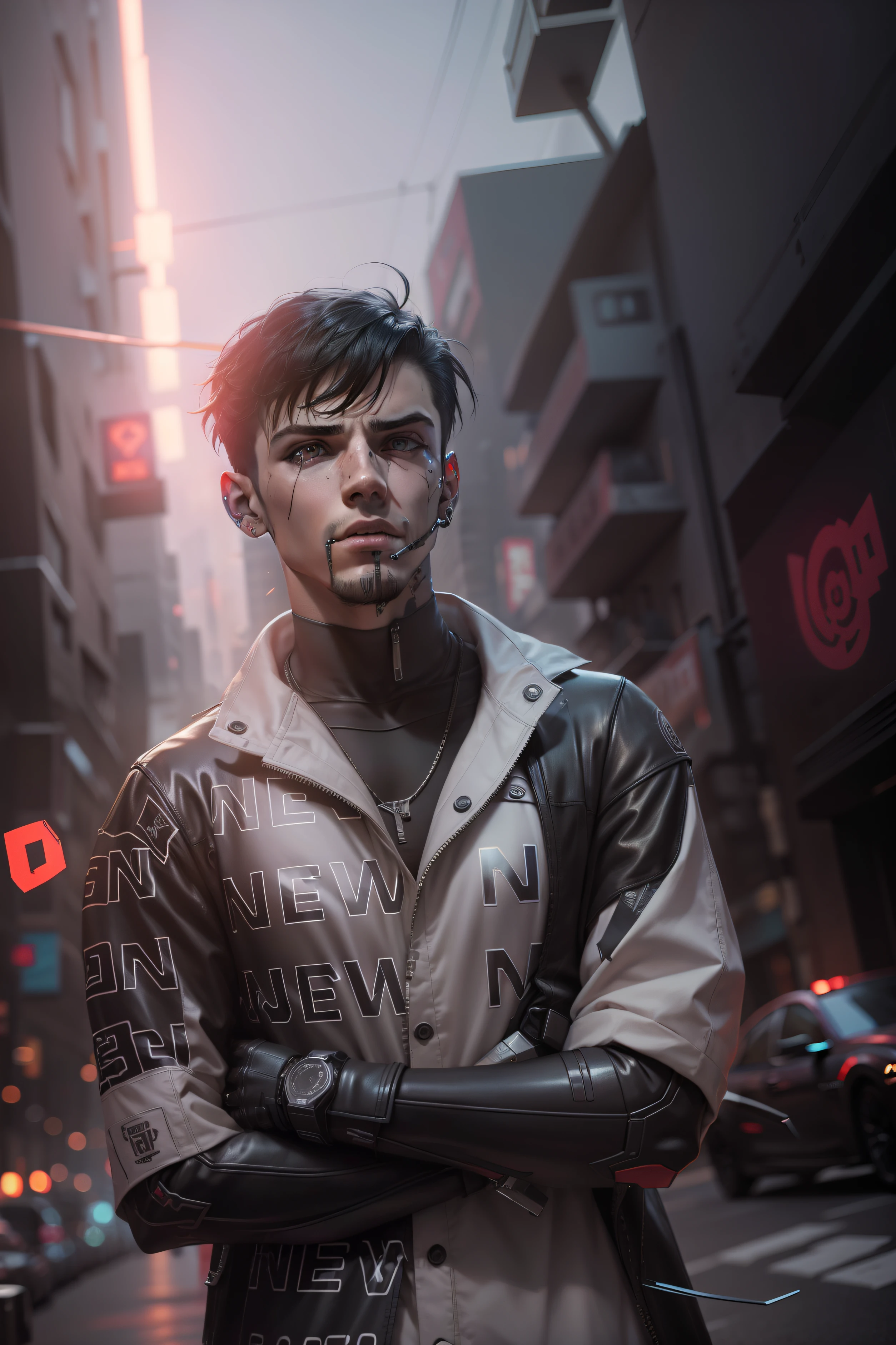 change background cyberpunk boy , realistica face, 8k, devil realistica,