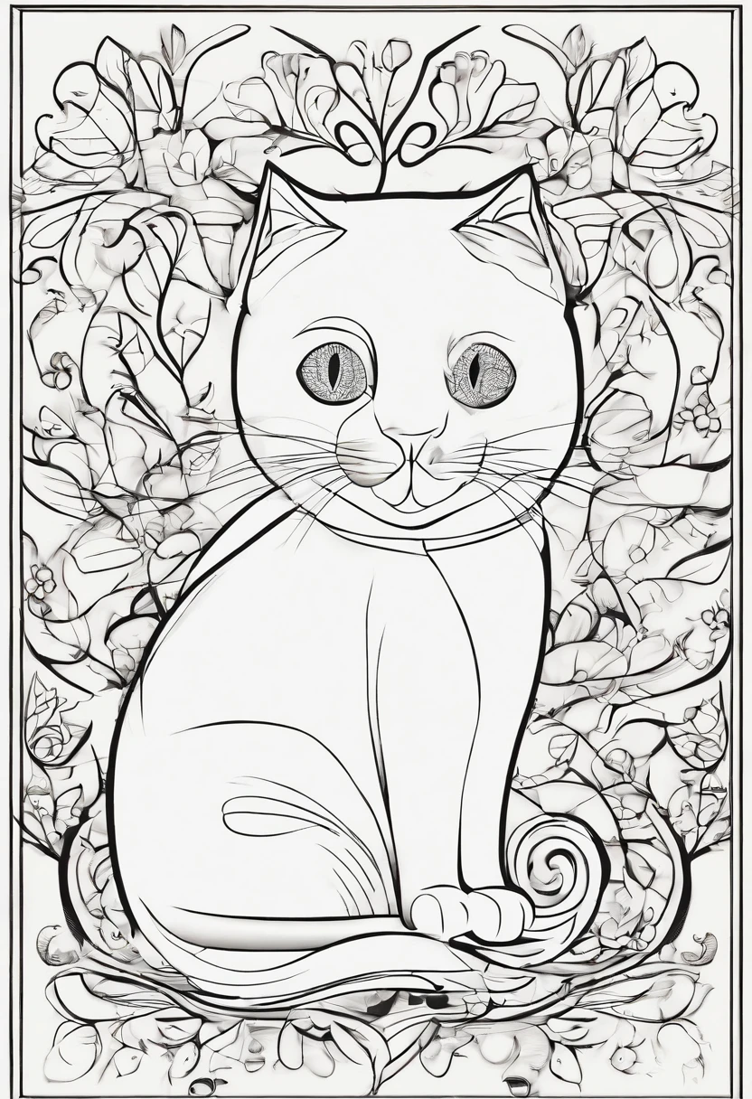 Create a drawing cat image shaped like the letter "H". I want the cat's shape to represent the letter "H". Please be creative and add details that will make the composition interesting. Keep the color palette of the image vibrant and the overall aesthetic pleasing.