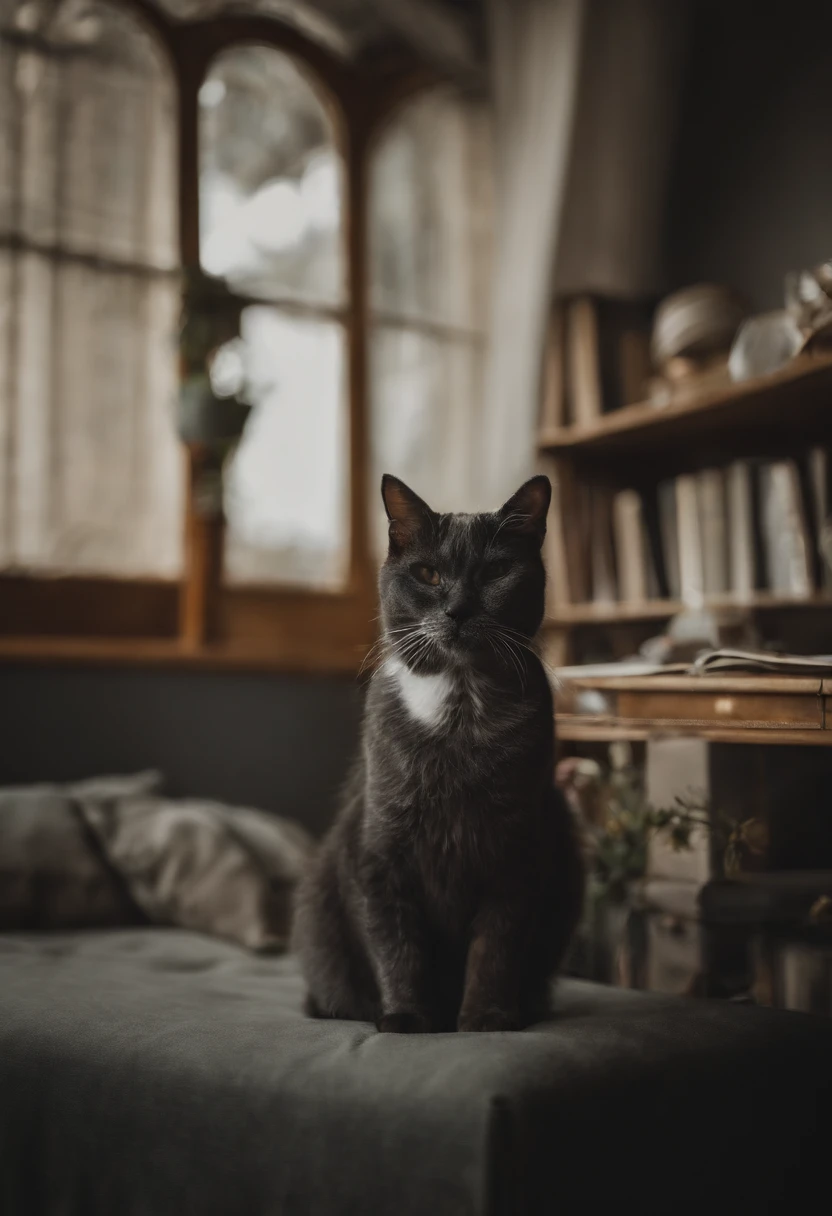 Create a drawing cat image shaped like the letter "H". I want the cat's shape to represent the letter "H". Please be creative and add details that will make the composition interesting. Keep the color palette of the image vibrant and the overall aesthetic pleasing.