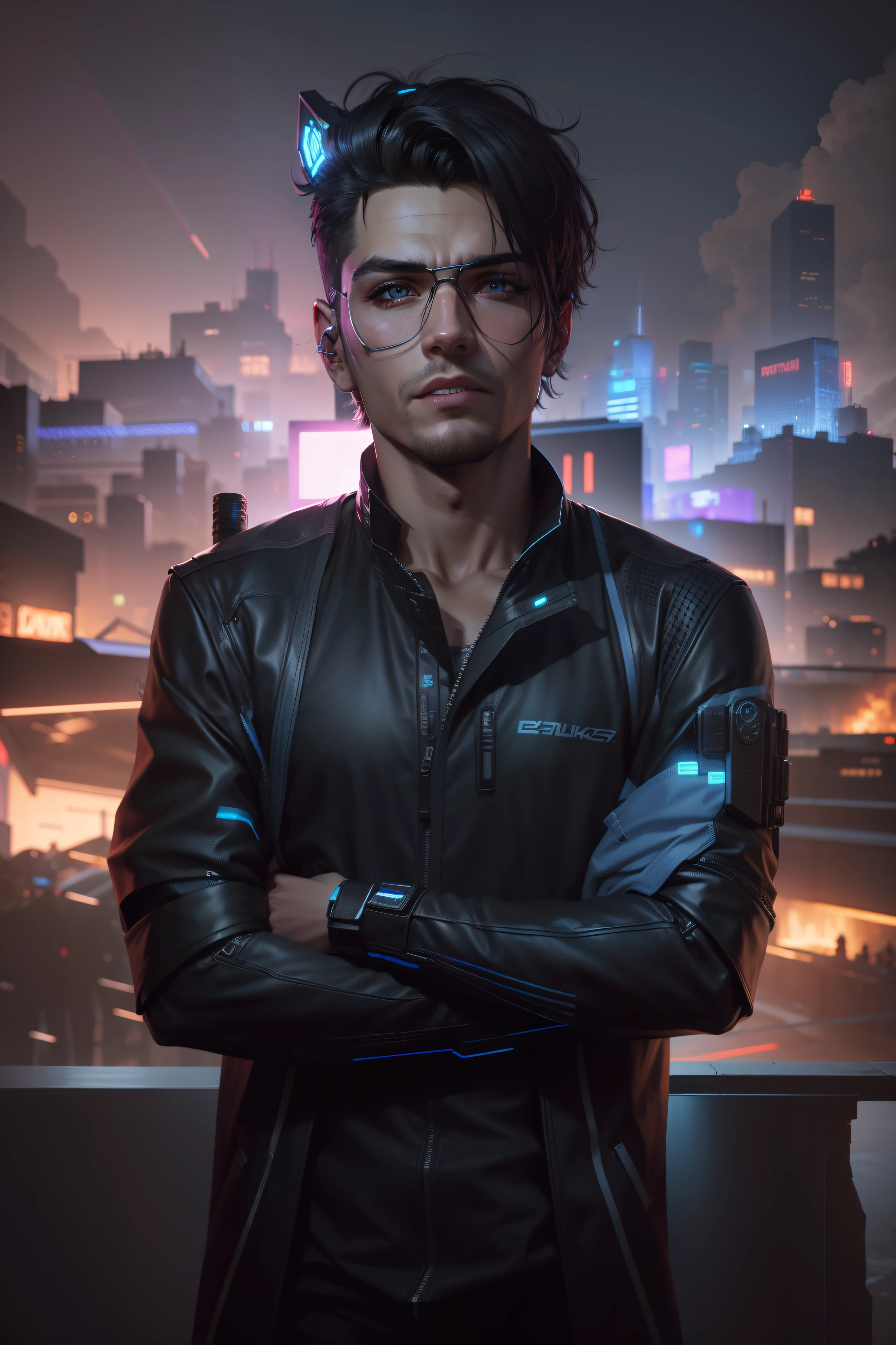 Change background cyberpunk handsome boy, realistic face, 8k, ultra realistic,