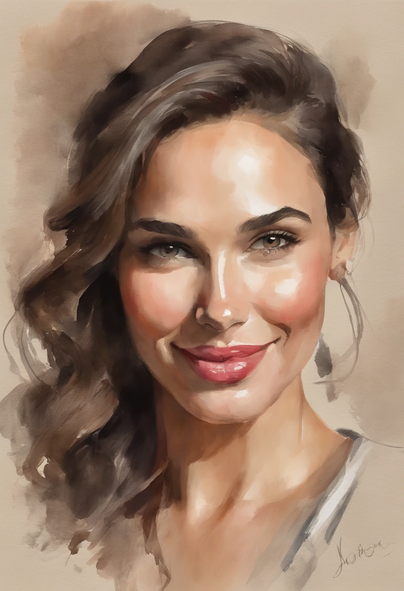 masterpiece,Gal Gadot watercolor,(Watercolor splashes、Oozing、Blurry、Blotting、Effective use of fading techniques),(smile)