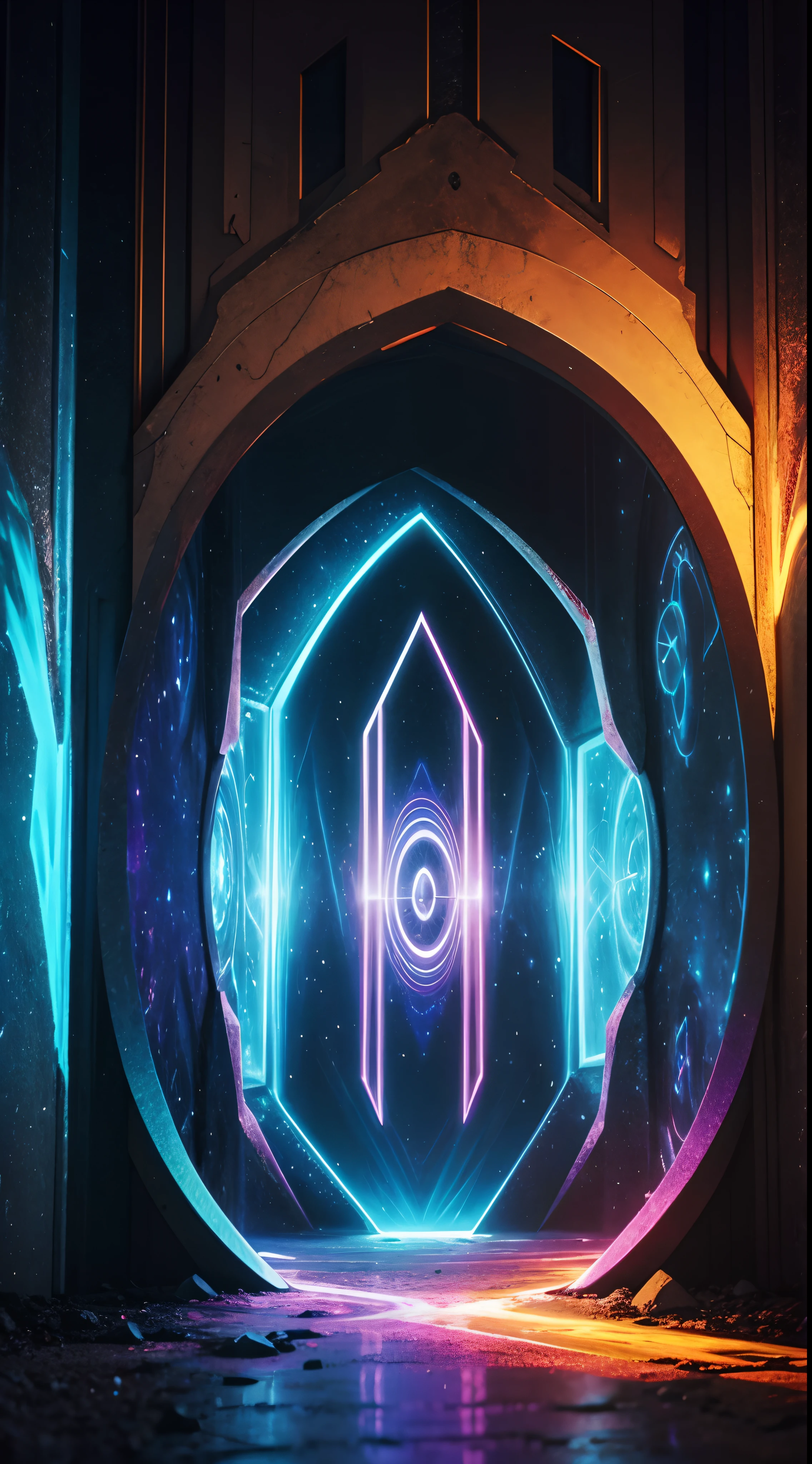 multidimensional portal that seems to lead to another mysterious and unknown world --embedding Portal:1.5, Multidimensional:1.3, Other World:1.3, vibrant tones, colorful, high saturation, surreal, mysterious --auto