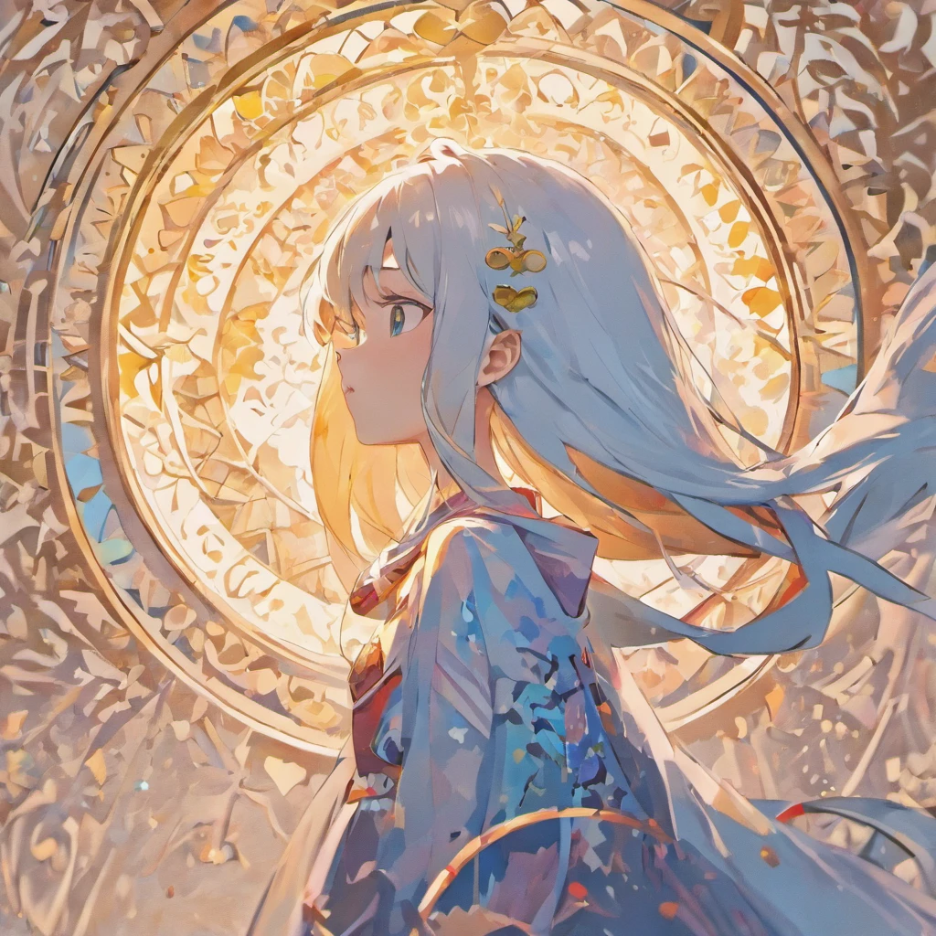 (White background:1.4),(Silhouette of a girl's head, Eyes closed, colorfull long hair, Oriental elements),(Chinese illustration:1.3,paper art:1.3, Quilted paper art:1.2),( reasonable design, Clear lines, High sharpness,Best quality, Very detailed, Masterpiece, movie light effect, 4K )