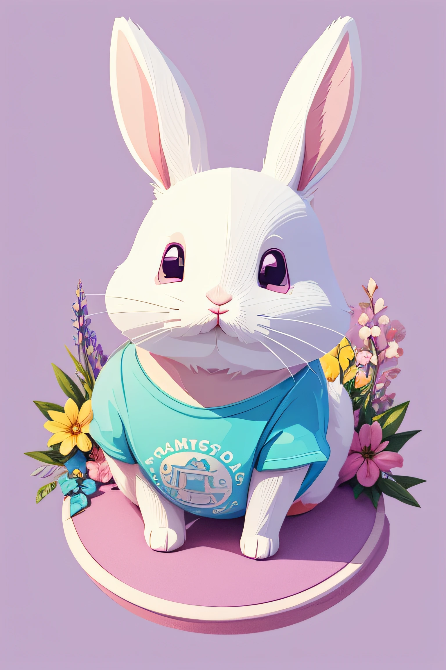 Kawaii bunny with weed leaf tattoo 