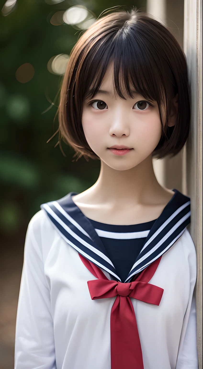 Japanese,,Short Hair,look up,Sticking out tongue,Showing tongue,cute,Summer sailor uniform,Sitting,barefoot