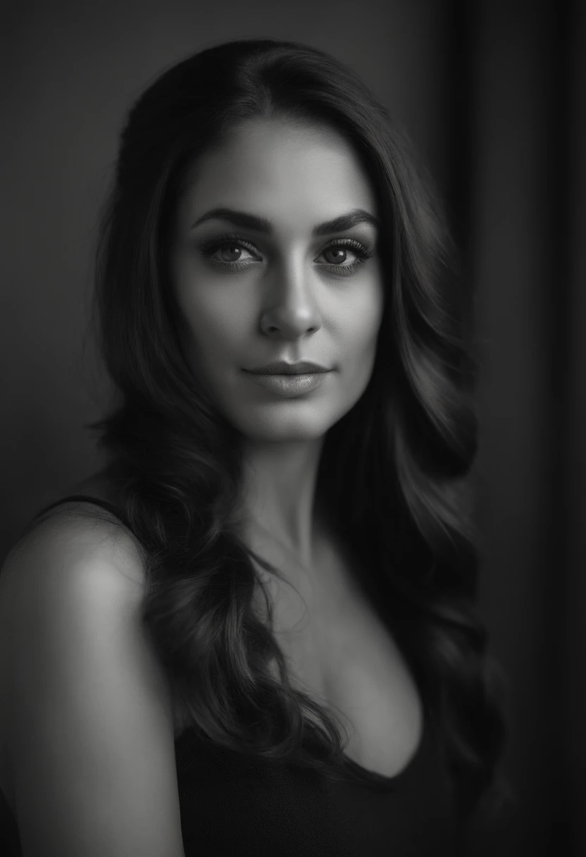arafed woman with black clothes, sexy girl with brown eyes, brown hair and large eyes, a young woman, bedroom eyes, violet myers, without makeup, natural makeup, face with artgram, subtle makeup, full body, curvy body, in the gym
