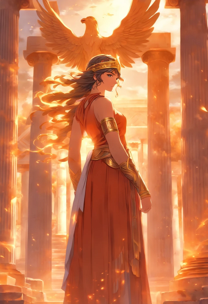 Athena,Greek god,Greek temple, beautiful woman,Greece,Highly detailed background, Perfect masterpiece, high quality, ultra high resolution