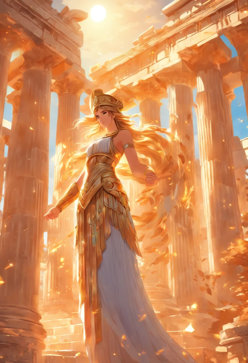 Athena,Greek god,Greek temple, beautiful woman,Greece,Highly detailed background, Perfect masterpiece, high quality, ultra high resolution