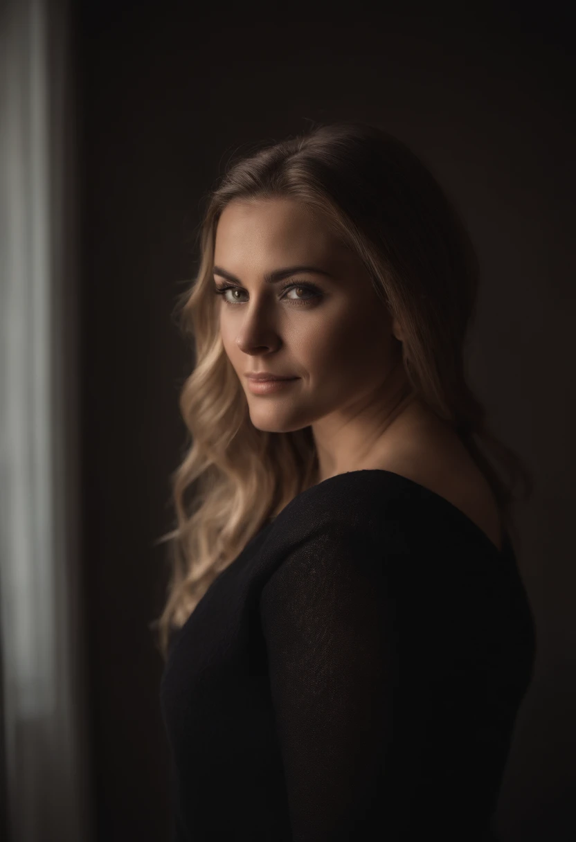 arafed woman with black clothes, sexy girl with brown eyes, brown hair and large eyes, a young woman, bedroom eyes, violet myers, without makeup, natural makeup, face with artgram, subtle makeup, full body, leggins and tight top, curvy body