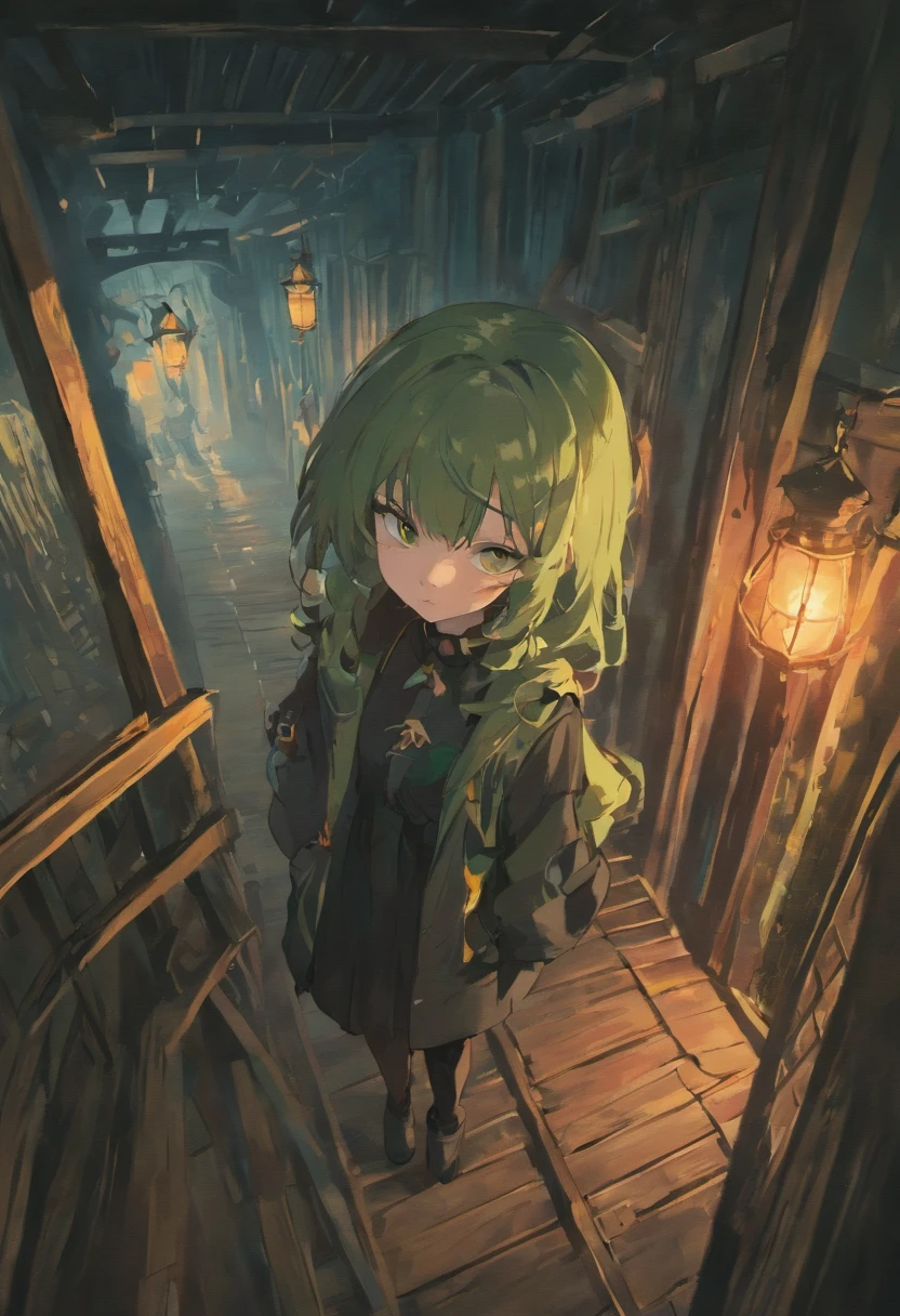 (best quality,4k,8k,highres,masterpiece:1.2), vibrant colors, realistic lighting, detailed background,[haunted house],[illustration], [long, curly, black hair], [green eyes], [red jacket], [white shirt], spooky ambiance, [detailed interior], [mysterious atmosphere], [elegant girl], [no bangs], [enchanted wood], [intricate details], [ghostly presence], [sinister shadows], [intriguing narrative], [captivating composition], [startling contrast]