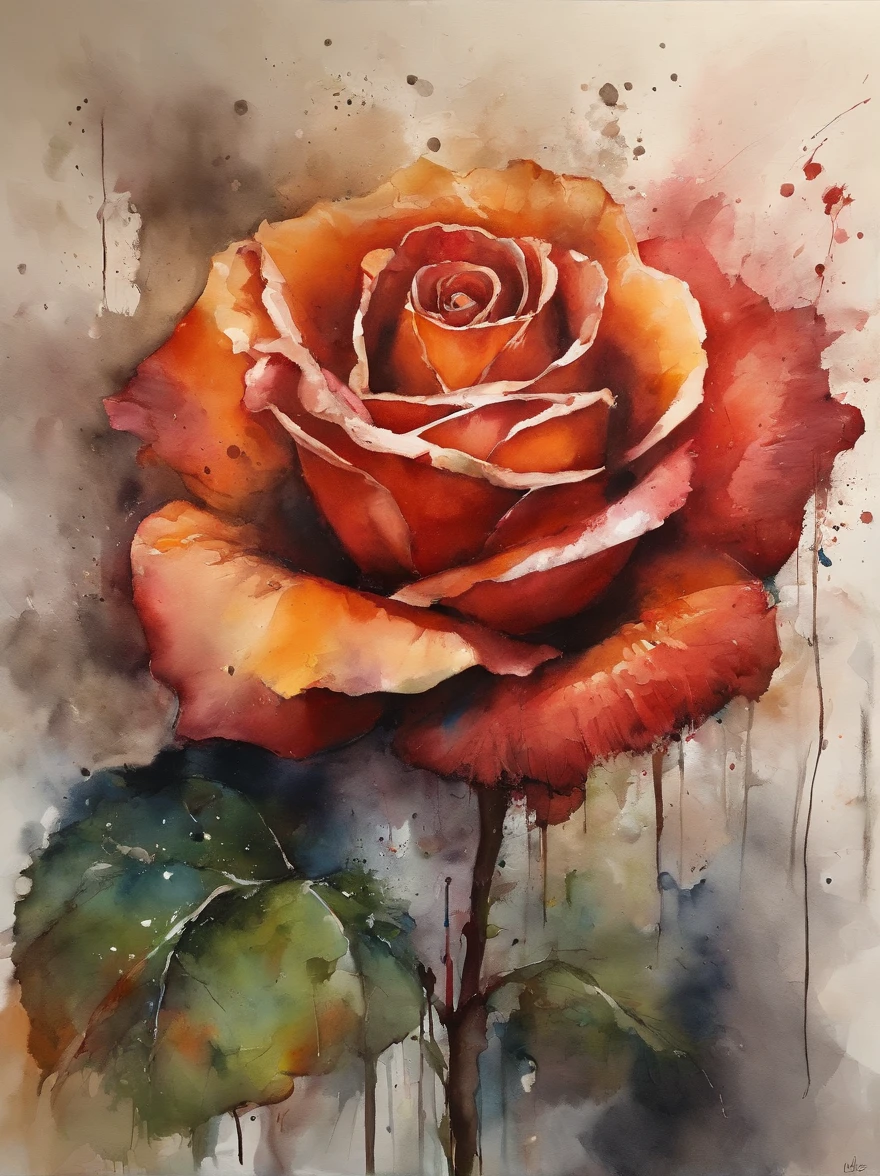 olpntng style, a rose, among rusty irons, oil painting, strong strokes, dripping paint"rgb dsplacement, surface, diamond, by Ralph Steadman, by cory loftis, art by craig mullins, art by Jeff koons, art by frank frazetta, by agnes lawrence pelton, by Tony Diterlizzi monogon, overdimensional, volumetric